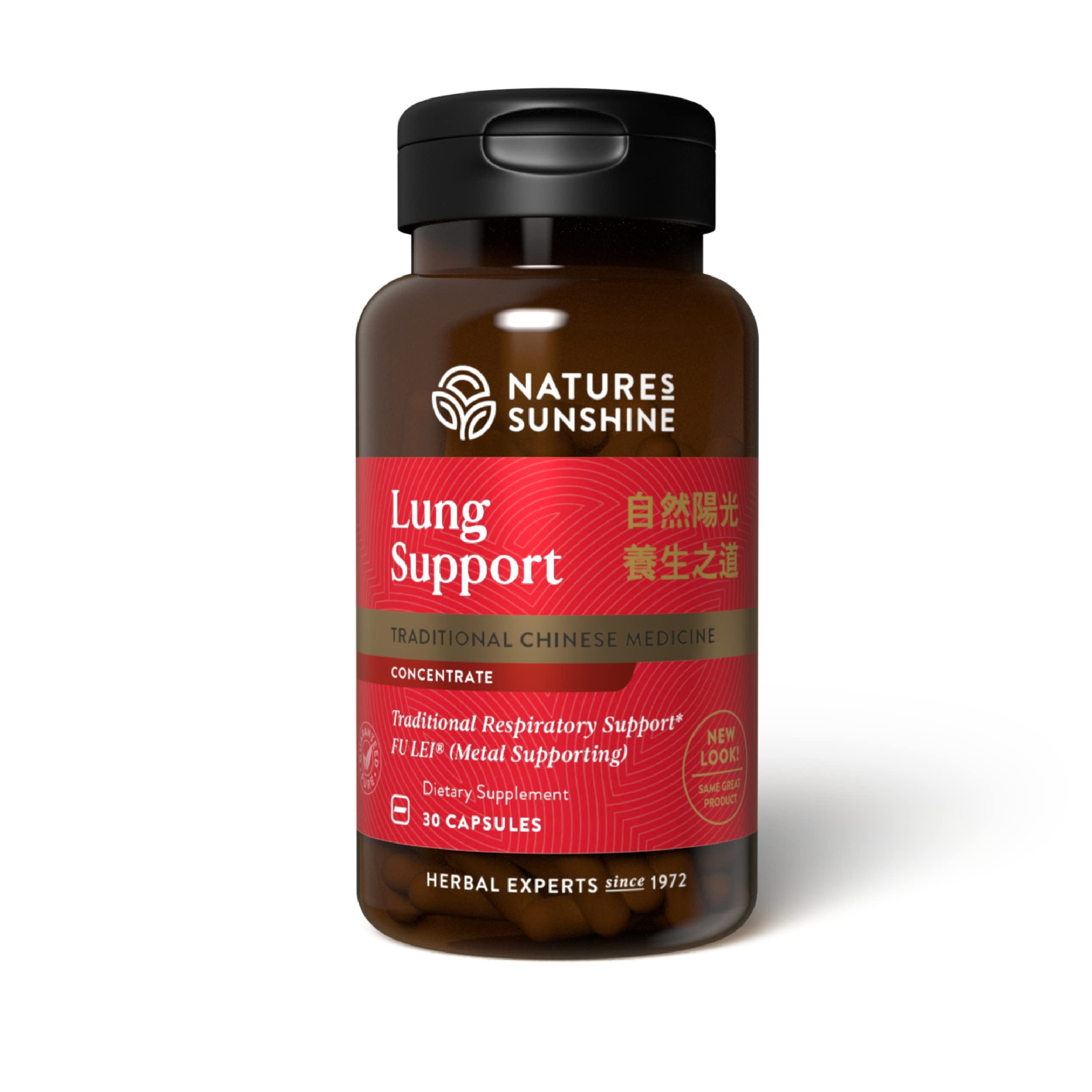 Nature's Sunshine frasco frontal mostrando Lung Support para fácil identificación