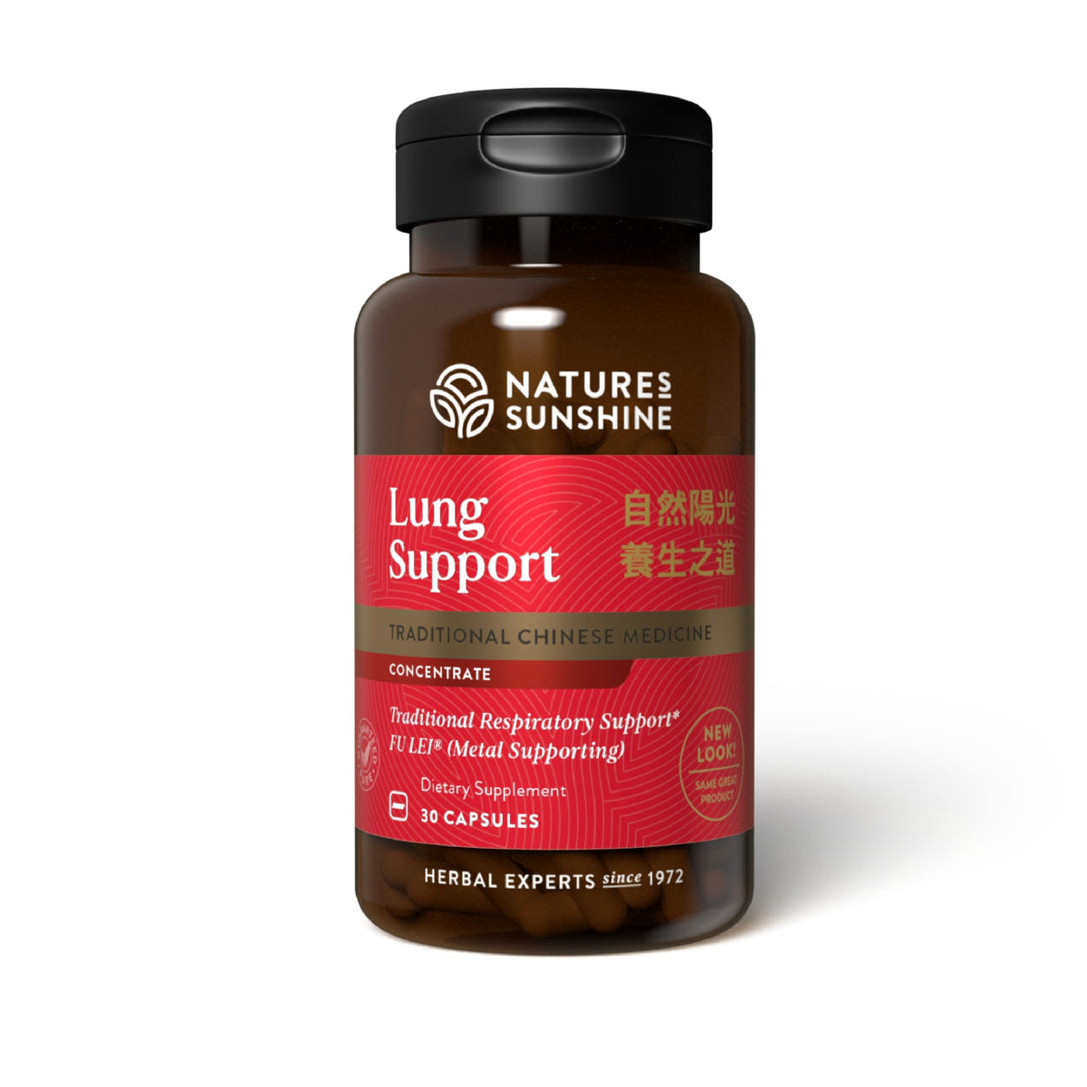 Nature's Sunshine frasco frontal mostrando Lung Support para fácil identificación