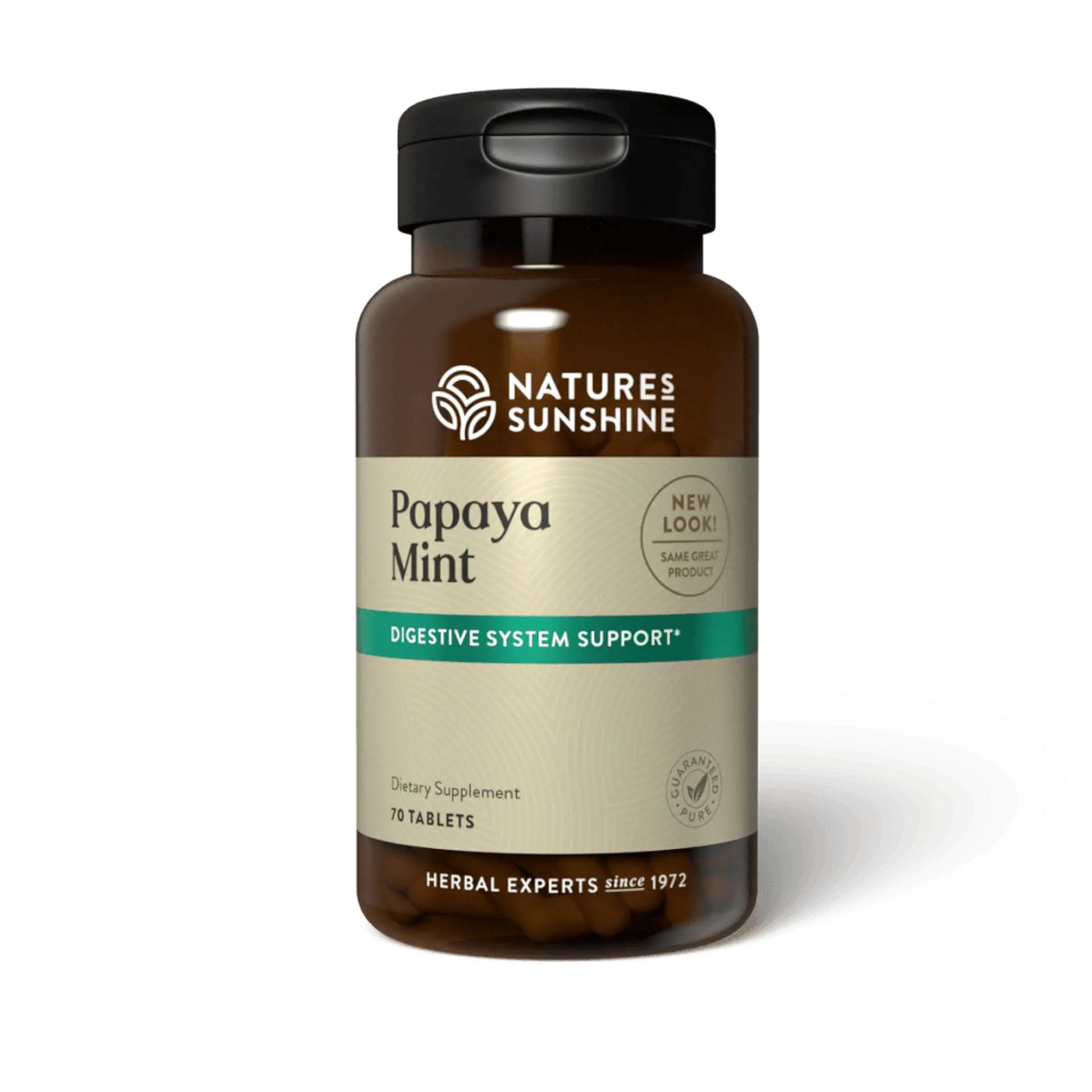 Nature's Sunshine frasco frente mostrando etiqueta y beneficios