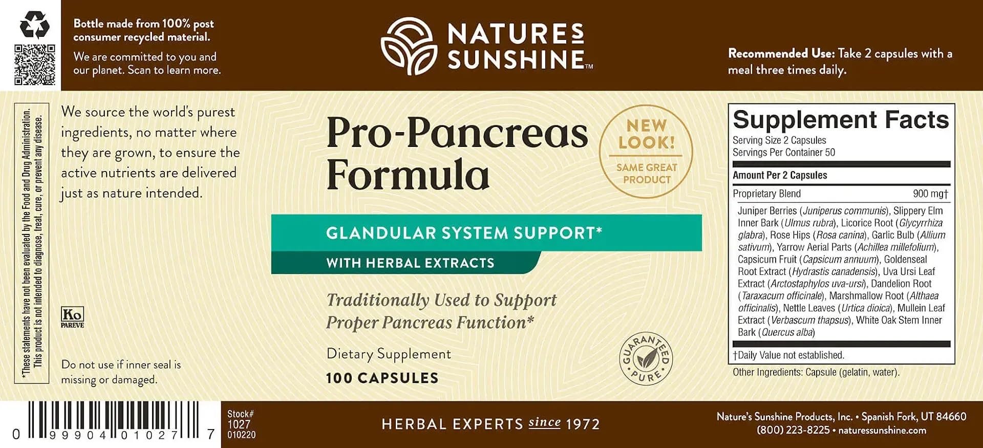Nature's Sunshine etiqueta kosher y lista de ingredientes para transparencia y calidad