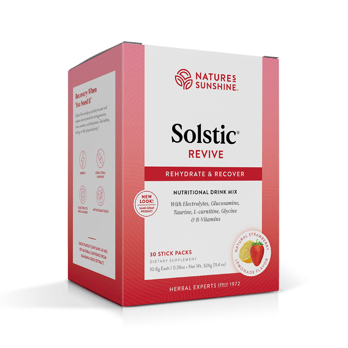 Nature's Sunshine empaque frontal mostrando 30 sobres y conveniencia