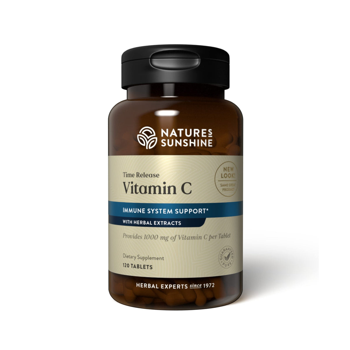 Nature's Sunshine bote frontal mostrando 120 tabletas y beneficios visibles