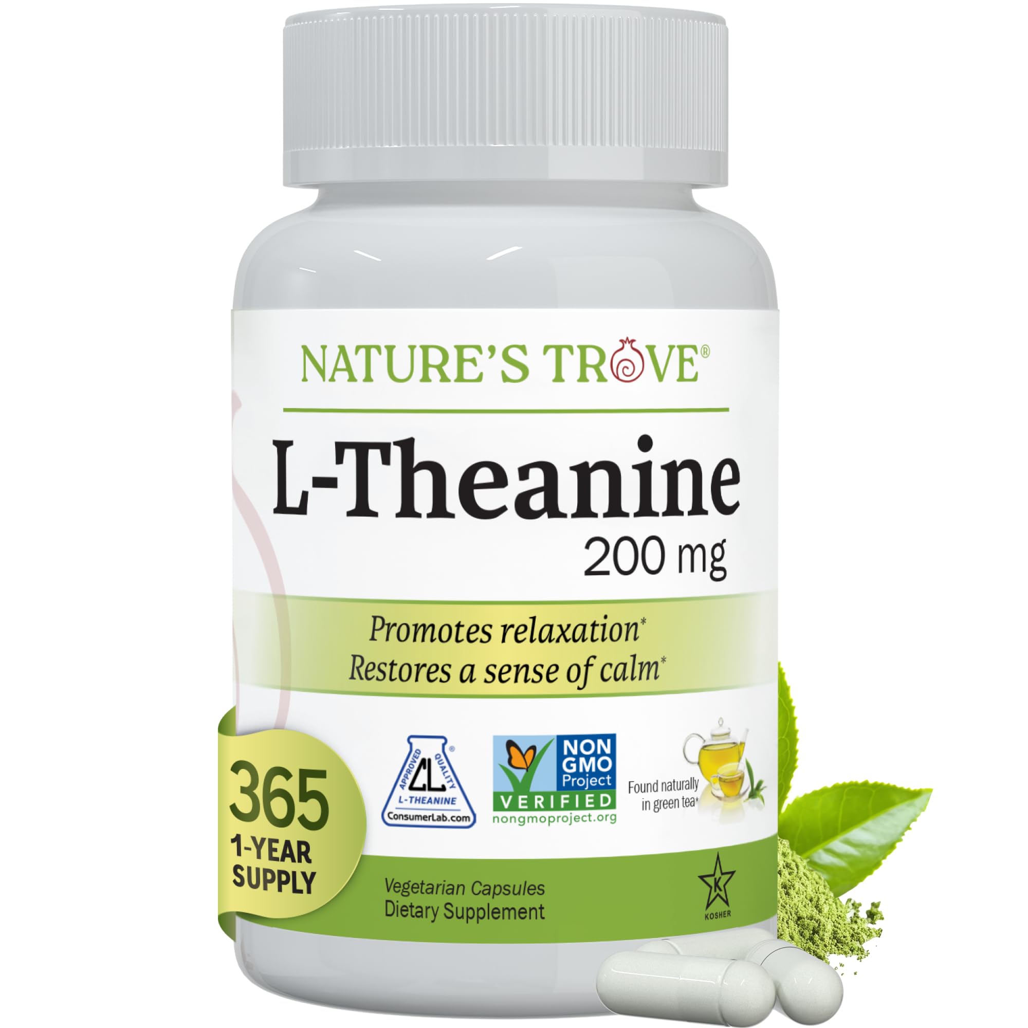 Nature's Trove vista frontal del envase con 365 cápsulas y beneficio ahorro