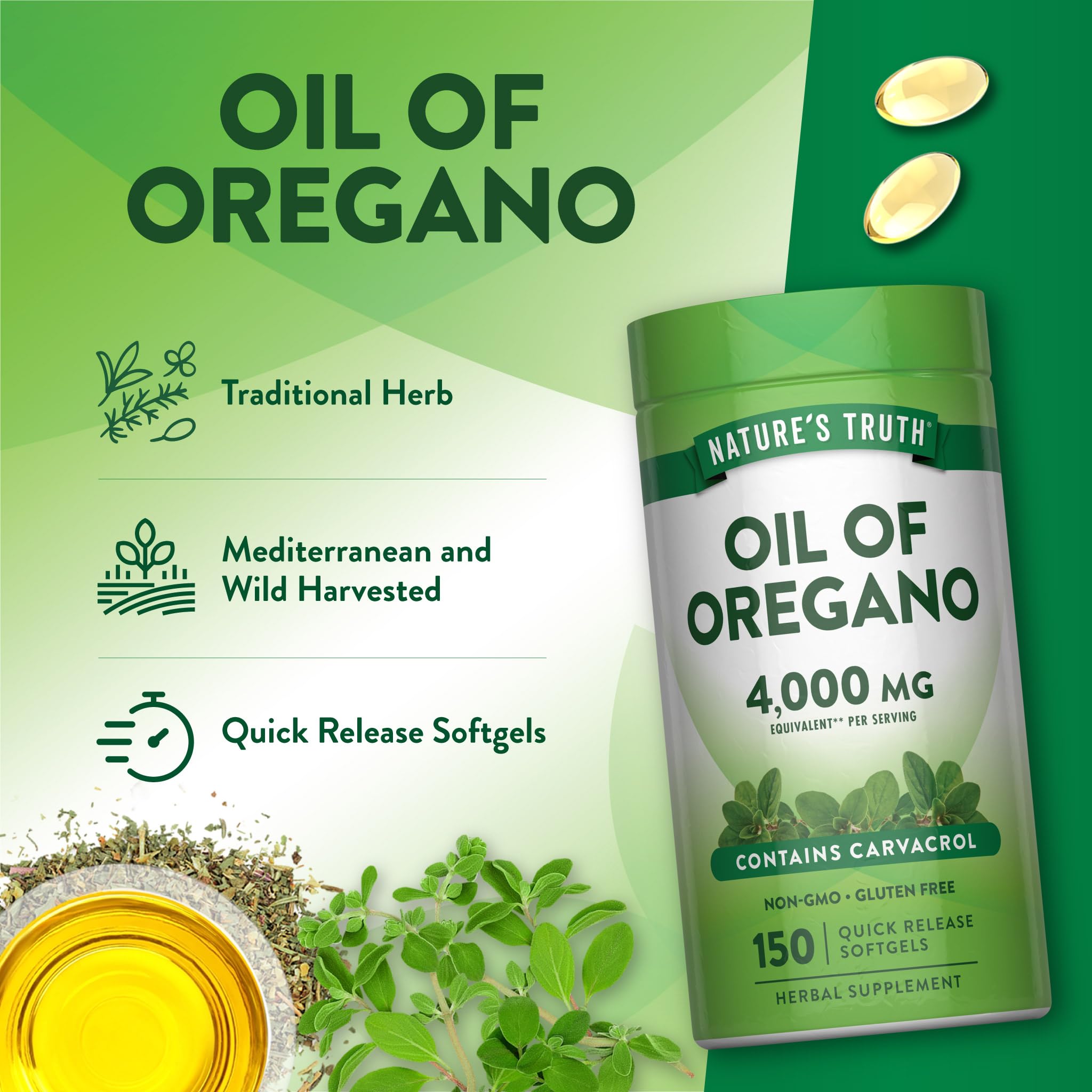 Nature's Truth softgels junto a desayuno, integración cotidiana sencilla