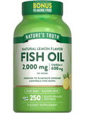 Nature's Truth frasco frontal mostrando 250 softgels y beneficios claros