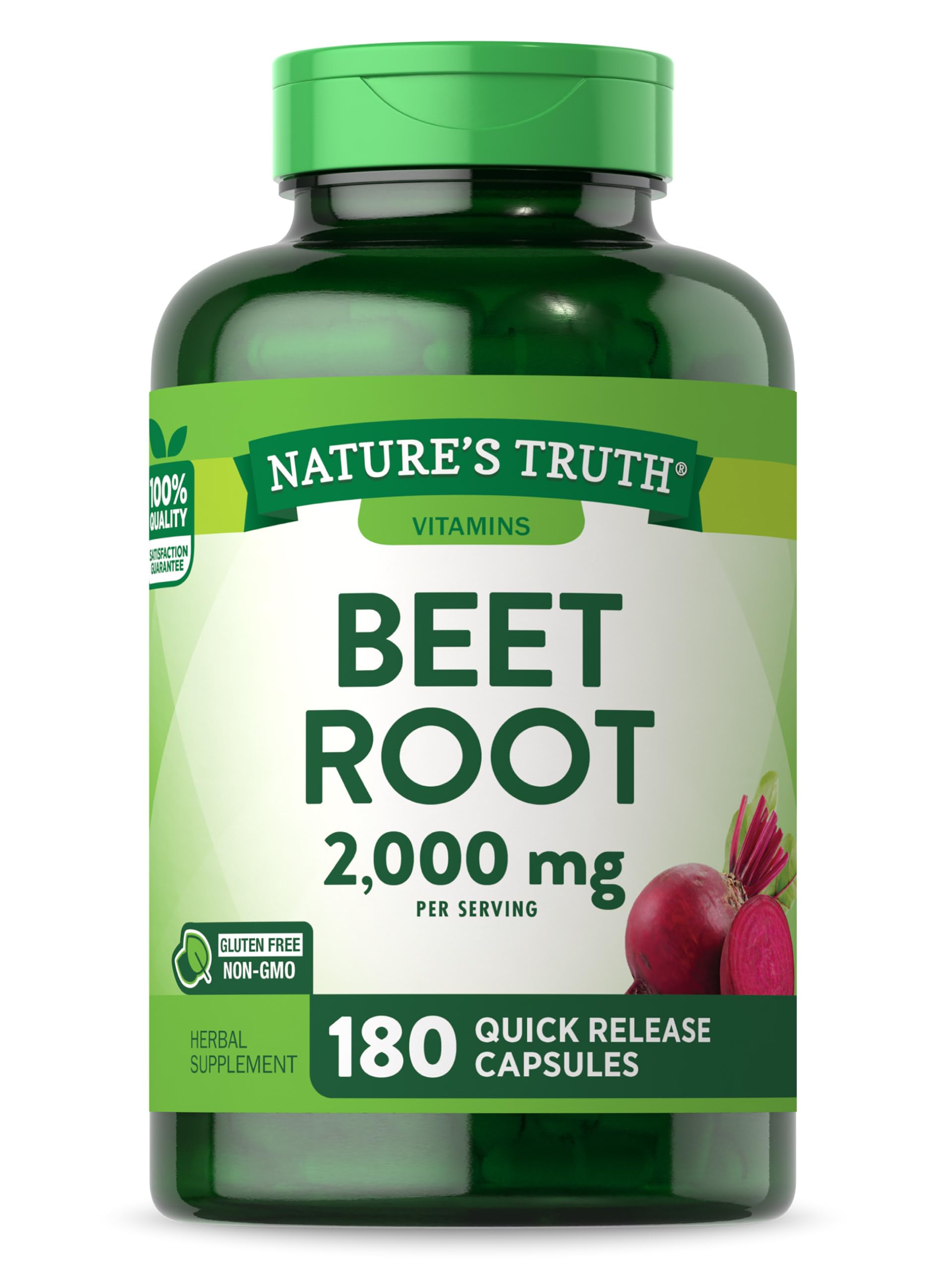 Nature's Truth frasco frontal con 180 cápsulas que facilita la suplementación diaria