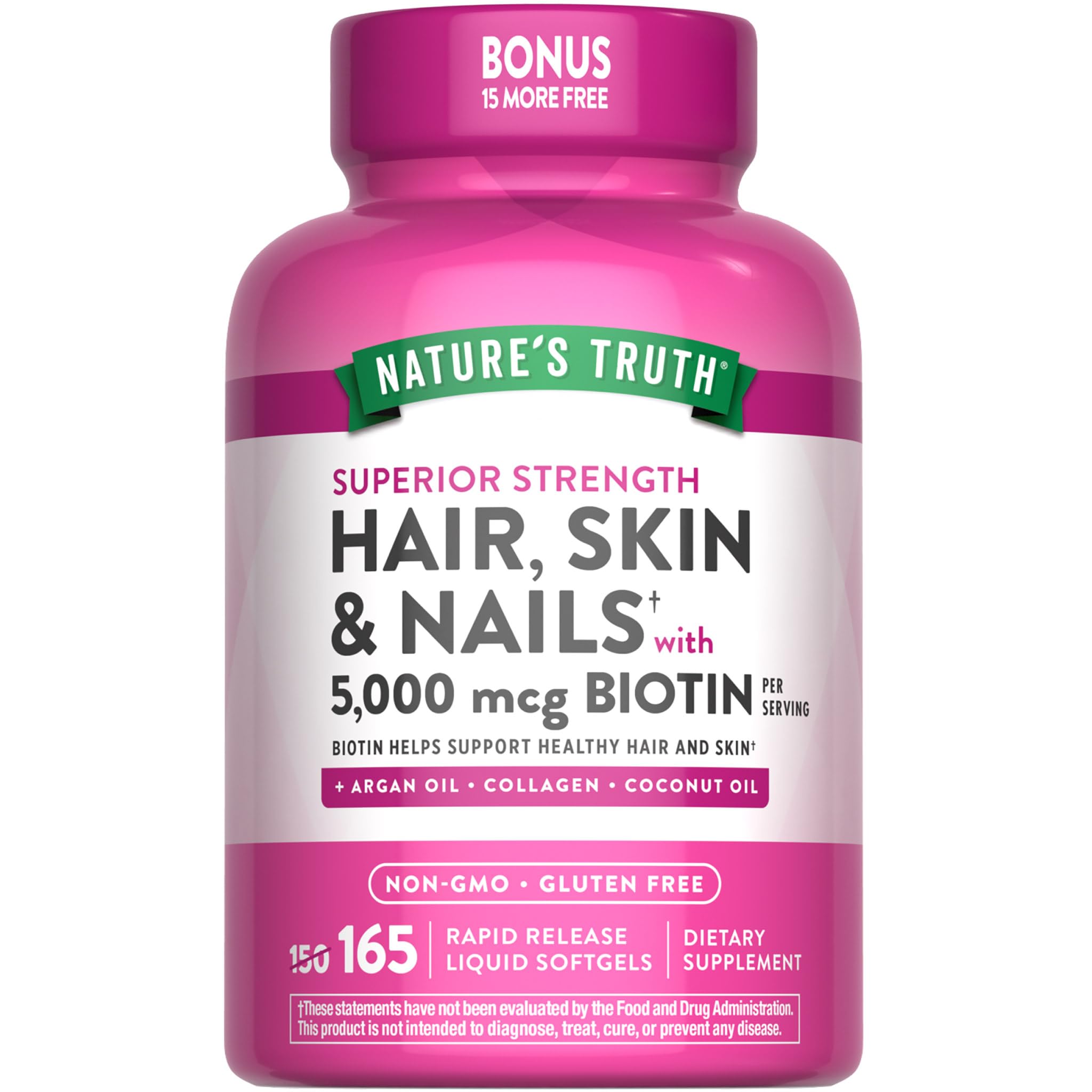 Nature's Truth envase frontal del producto mostrando beneficios
