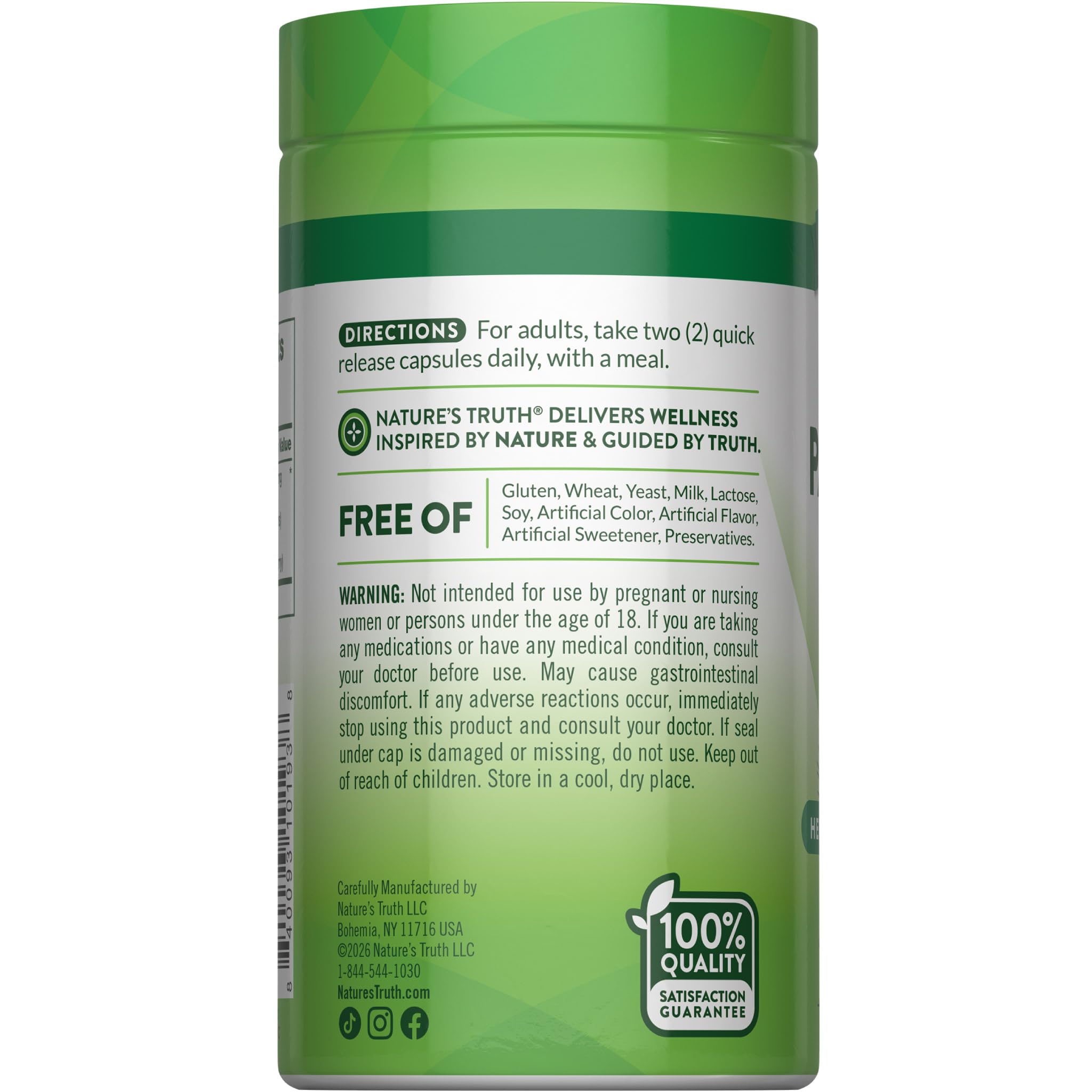 Nature's Truth frasco en botiquín casero para rutina diaria y conveniencia
