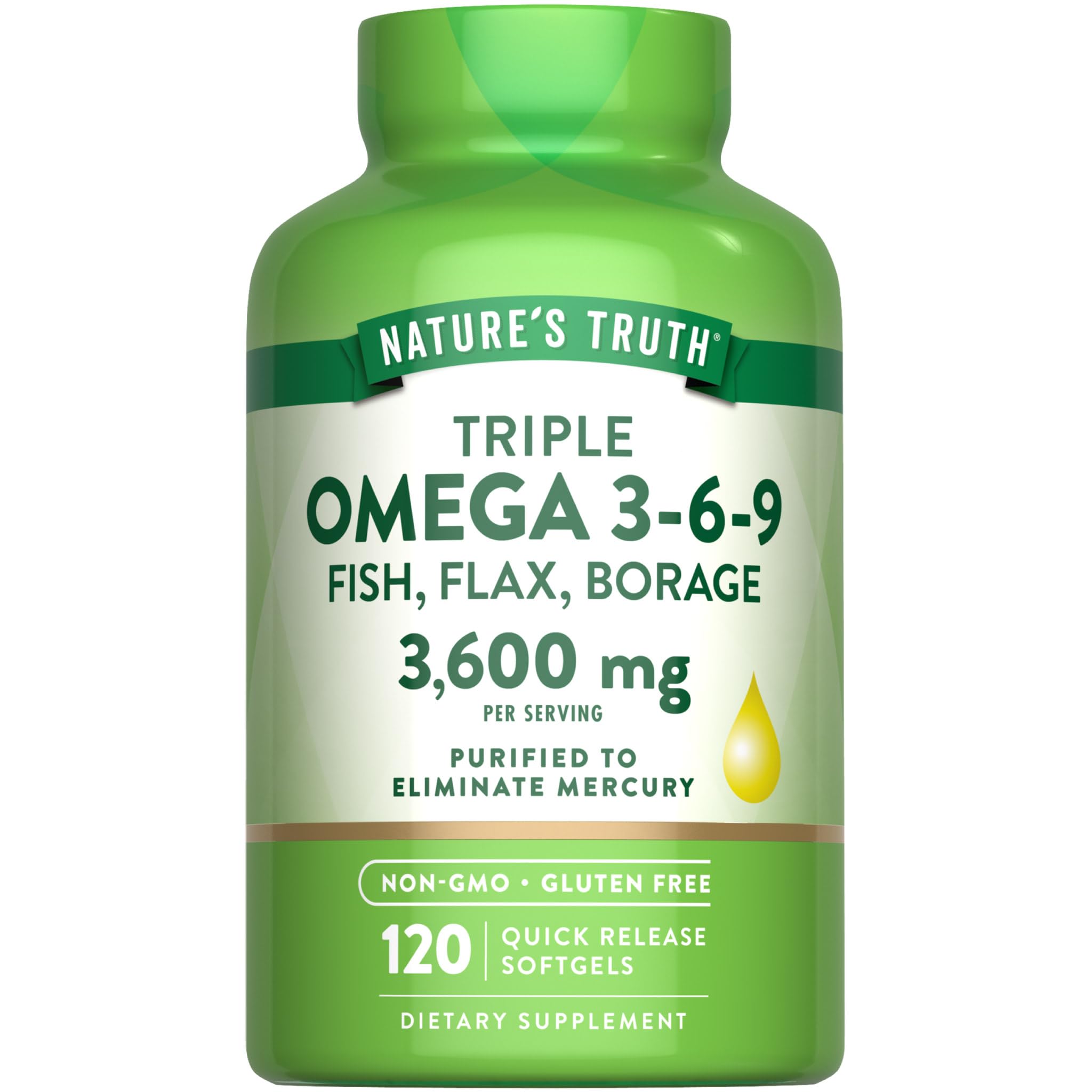 Nature's Truth frasco delantero mostrando etiqueta y cantidad 120