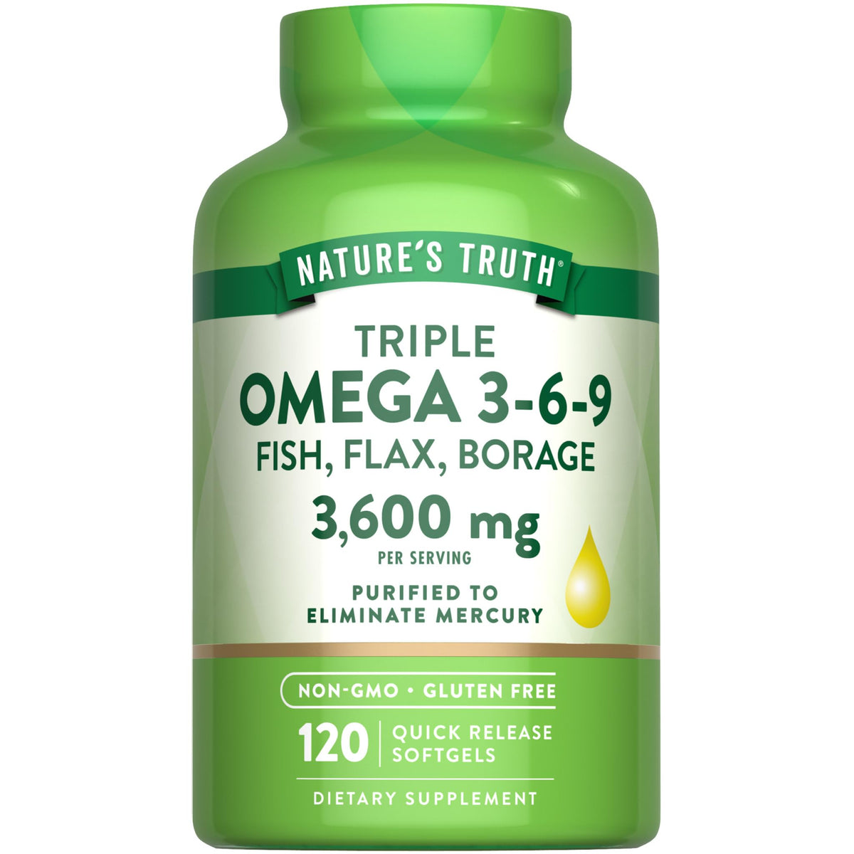 Nature's Truth frasco delantero mostrando etiqueta y cantidad 120