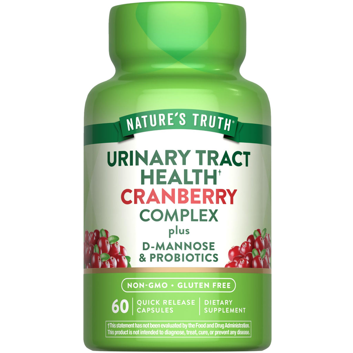 Nature's Truth frasco frontal mostrando etiqueta y beneficio conveniencia