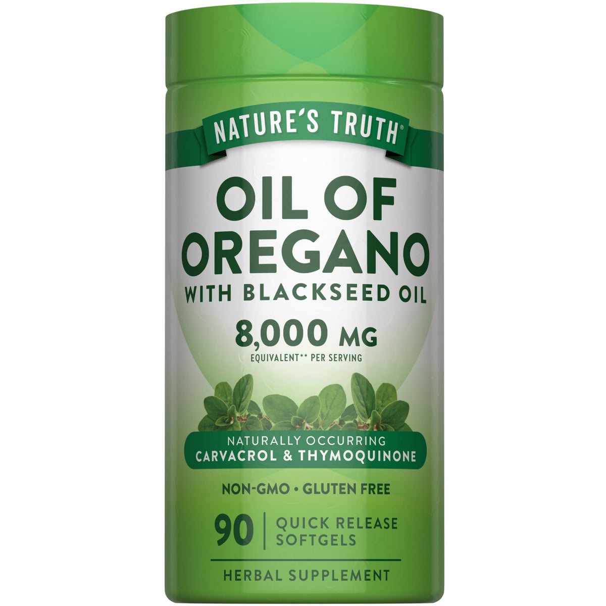 Nature's Truth frasco frontal mostrando 90 softgels y la marca