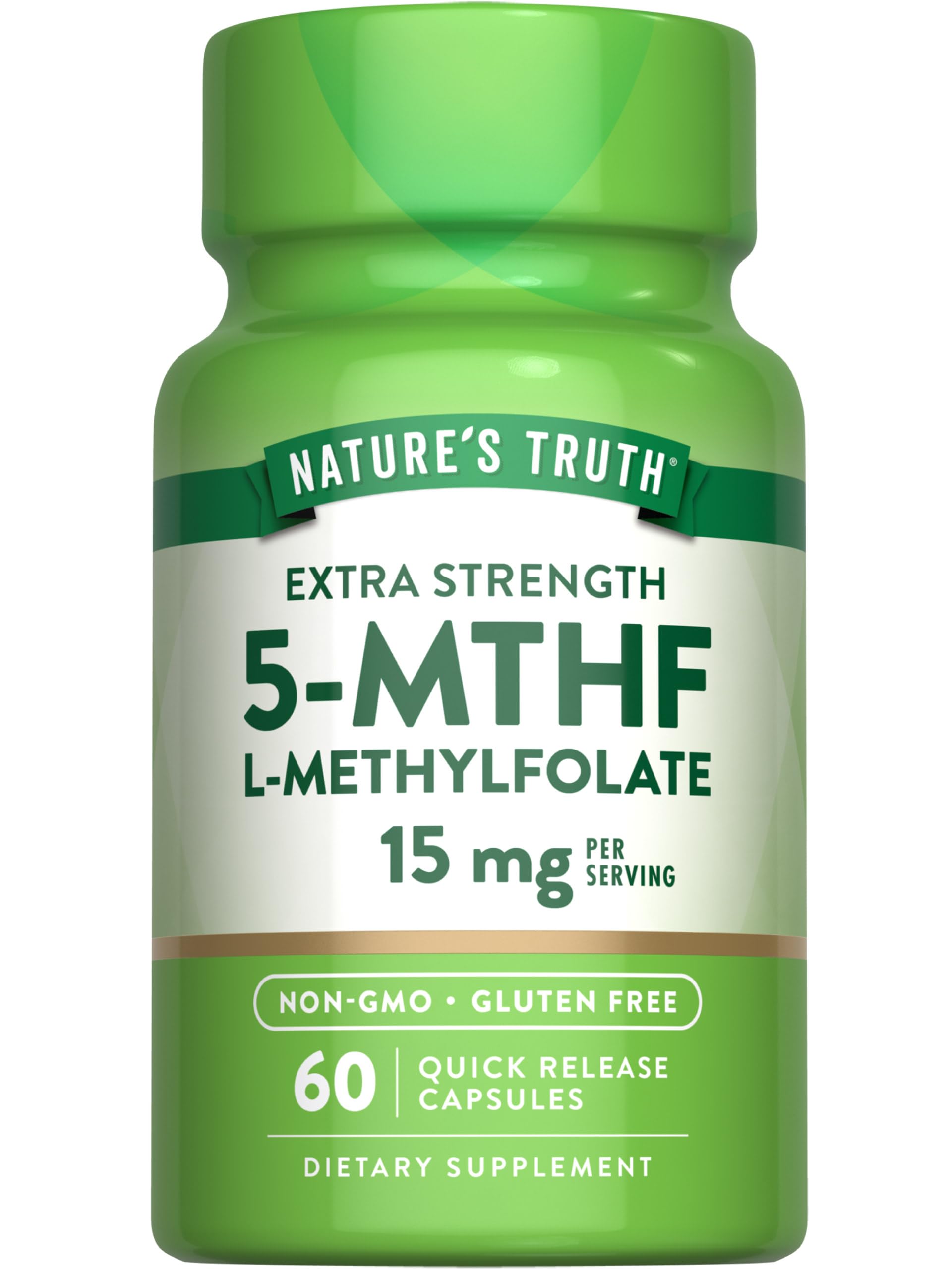 Nature's Truth frasco L‑Methylfolate frente muestra fuerza extra