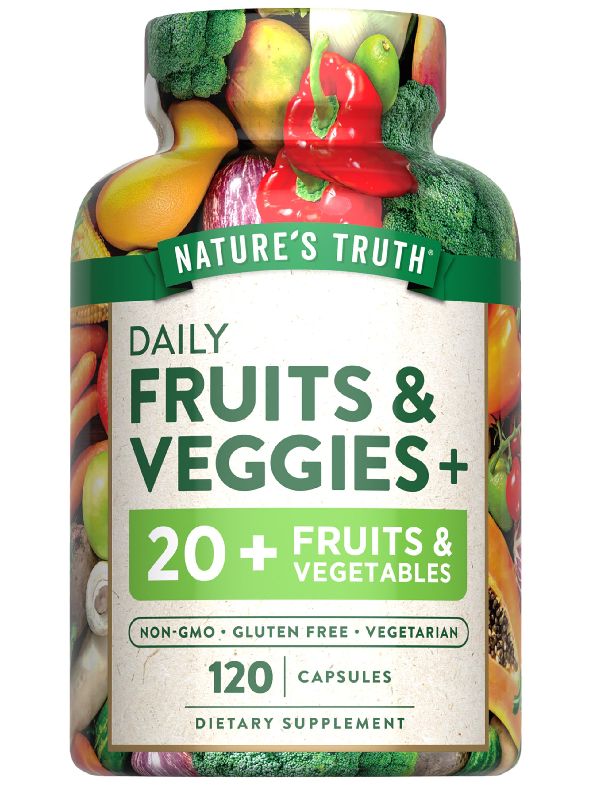 Nature's Truth frasco frontal mostrando el etiquetado claro y beneficios