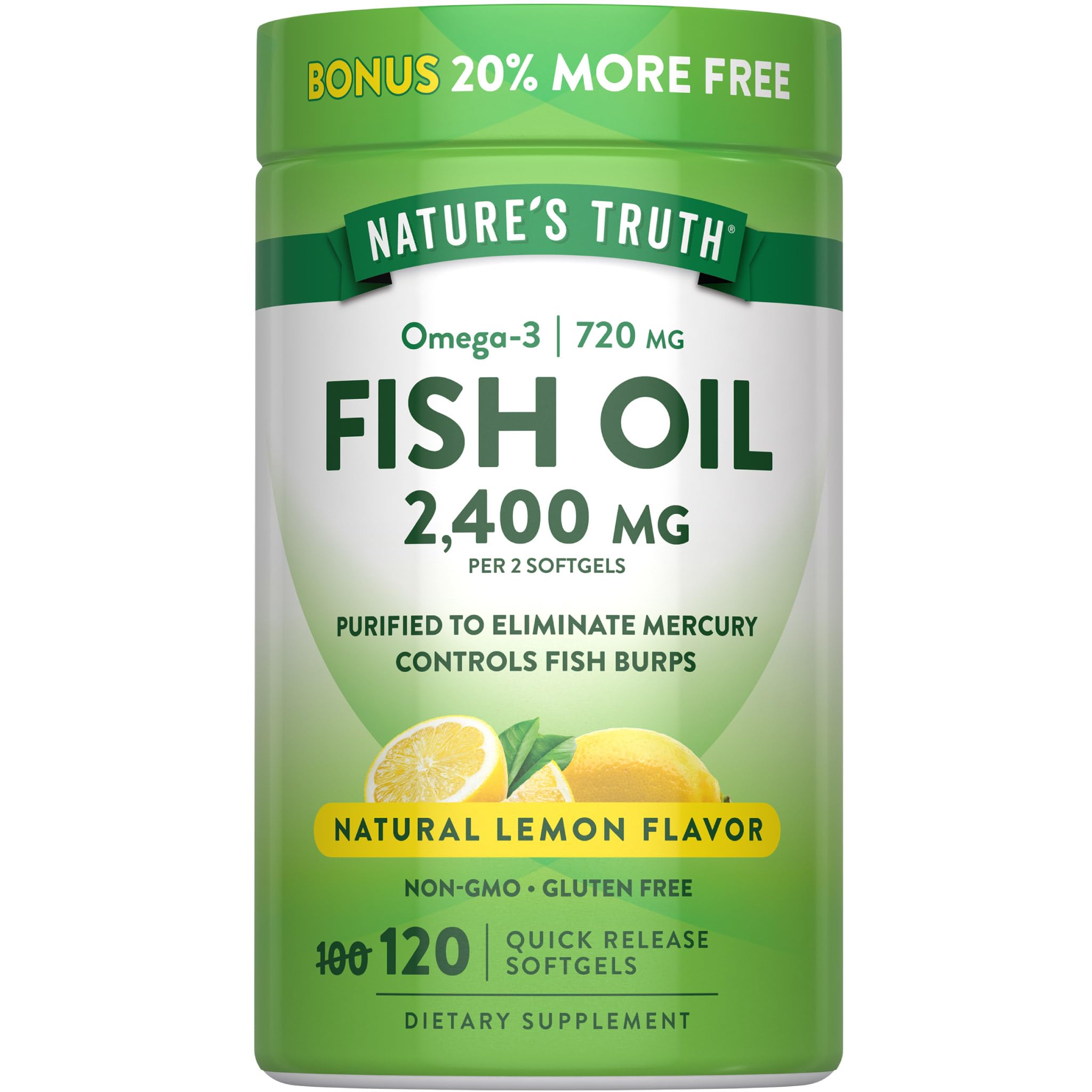 Nature's Truth envase frontal mostrando 120 softgels y concentración 2400mg