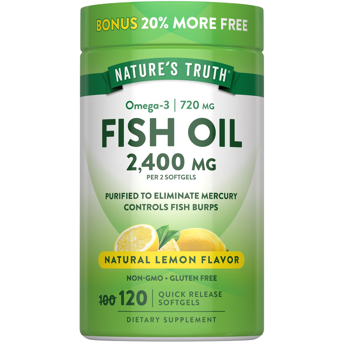 Nature's Truth envase frontal mostrando 120 softgels y concentración 2400mg