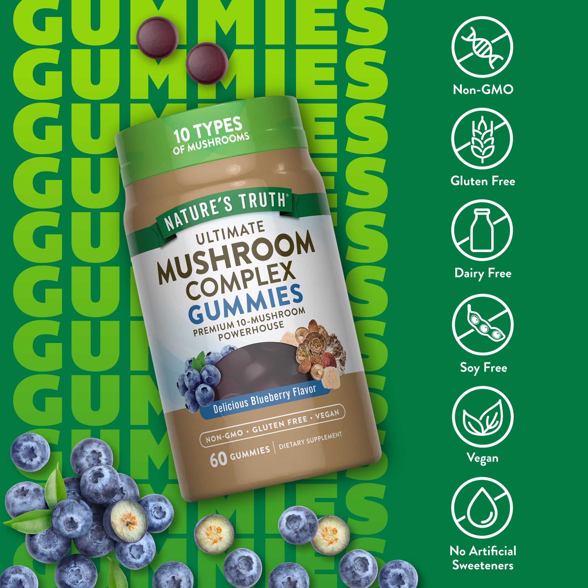 Nature's Truth gominola en mano para mostrar tamaño y dosificación fácil
