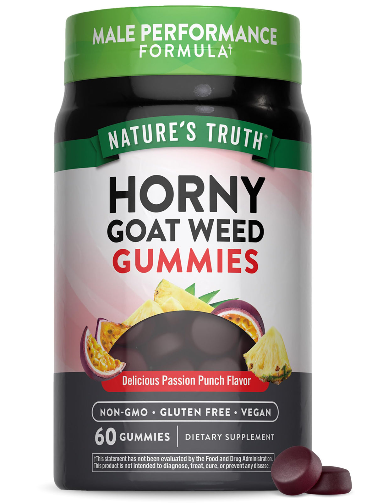 Nature's Truth envase frontal mostrando 60 gomas y beneficios claros
