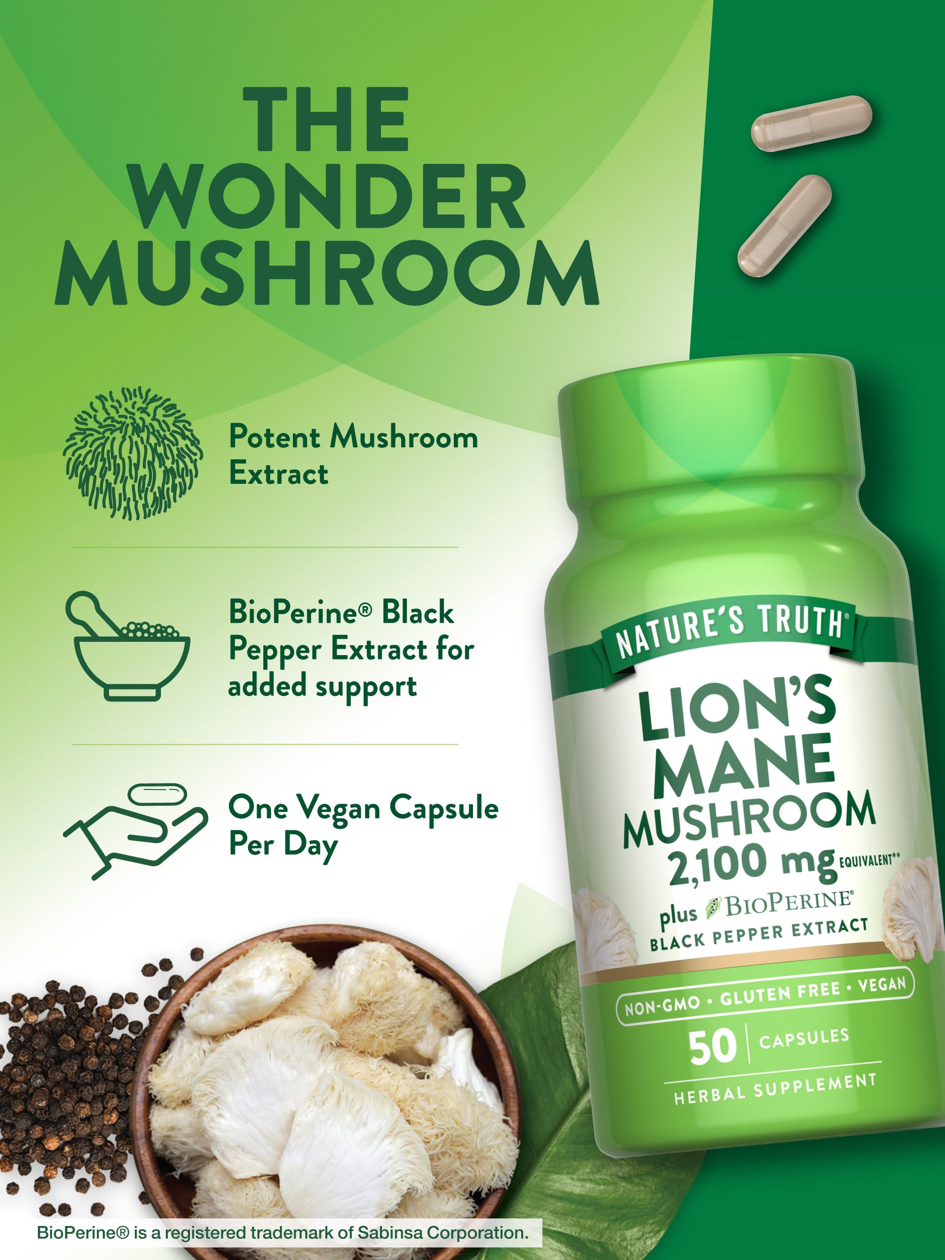 Nature's Truth etiqueta con listado de ingredientes y ausencia de alérgenos