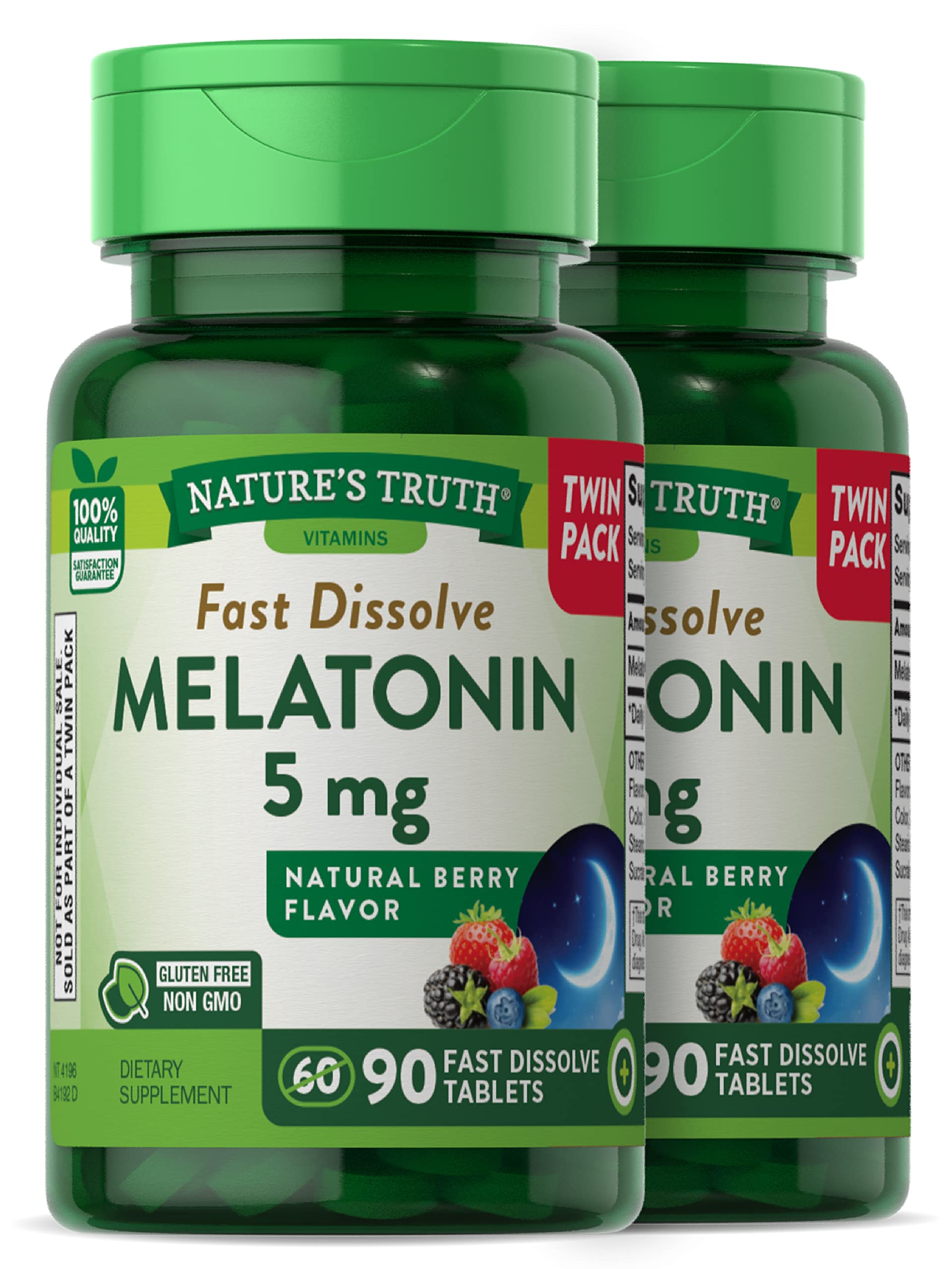 Nature's Truth paquete frontal mostrando melatonina 5 mg y beneficios