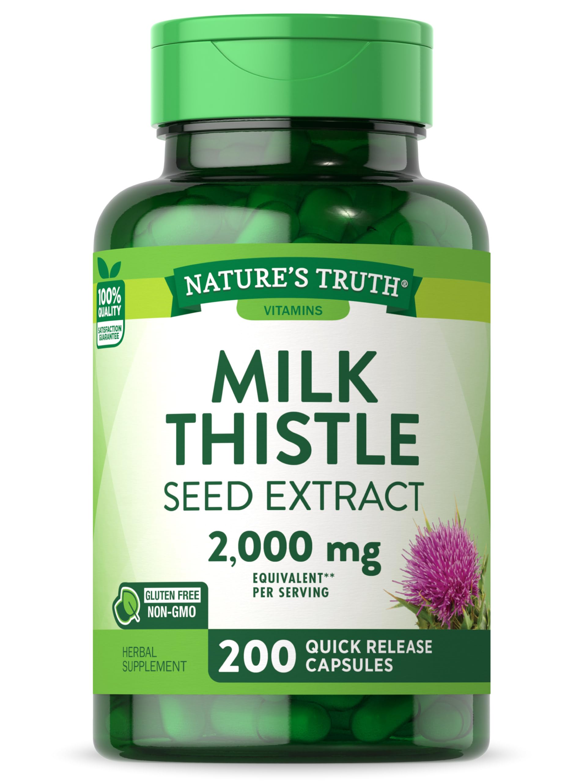 Nature's Truth frente del envase mostrando 200 cápsulas y claridad de ingredientes