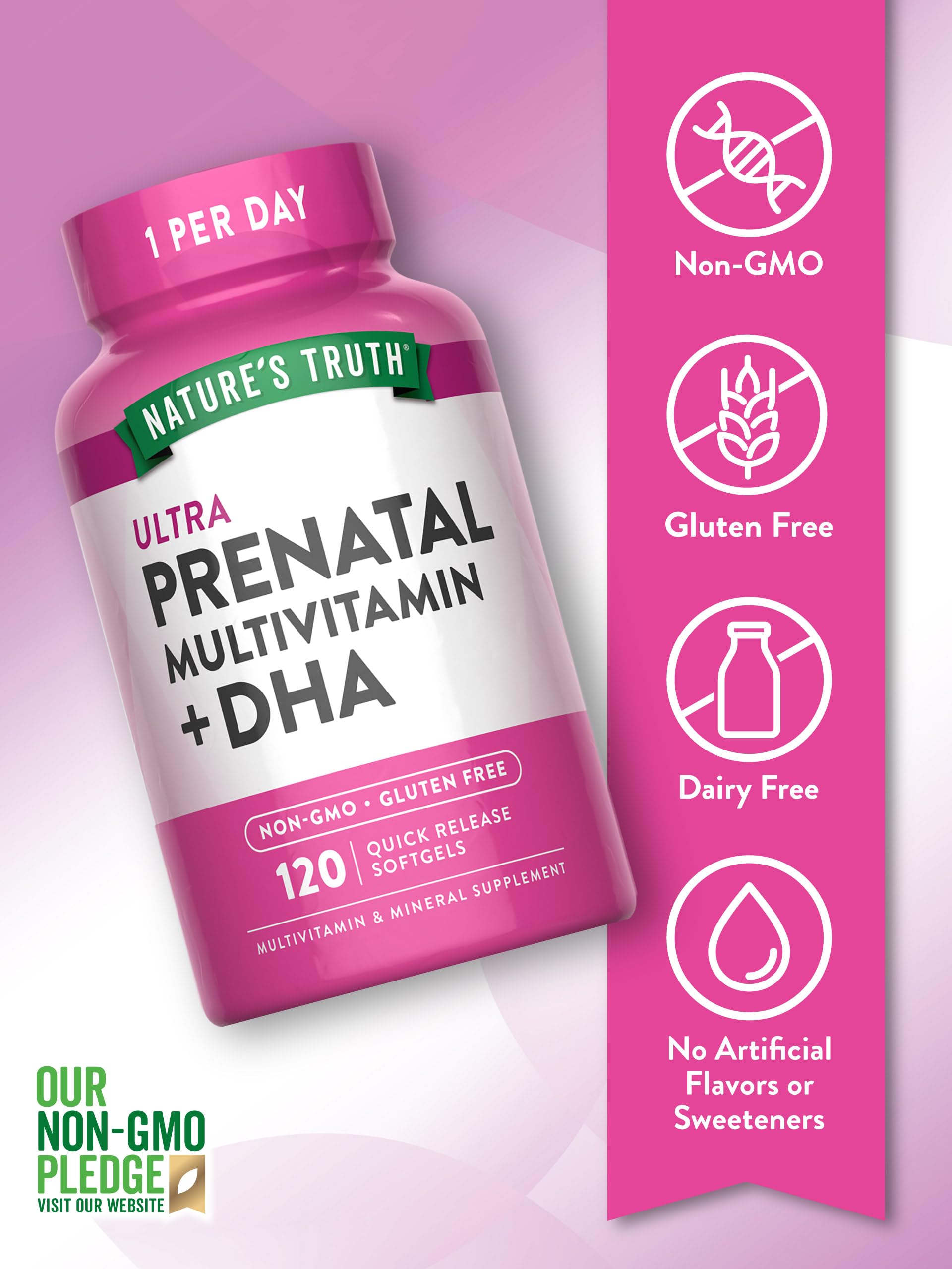 Nature's Truth caja abierta con 120 softgels para suministro prolongado
