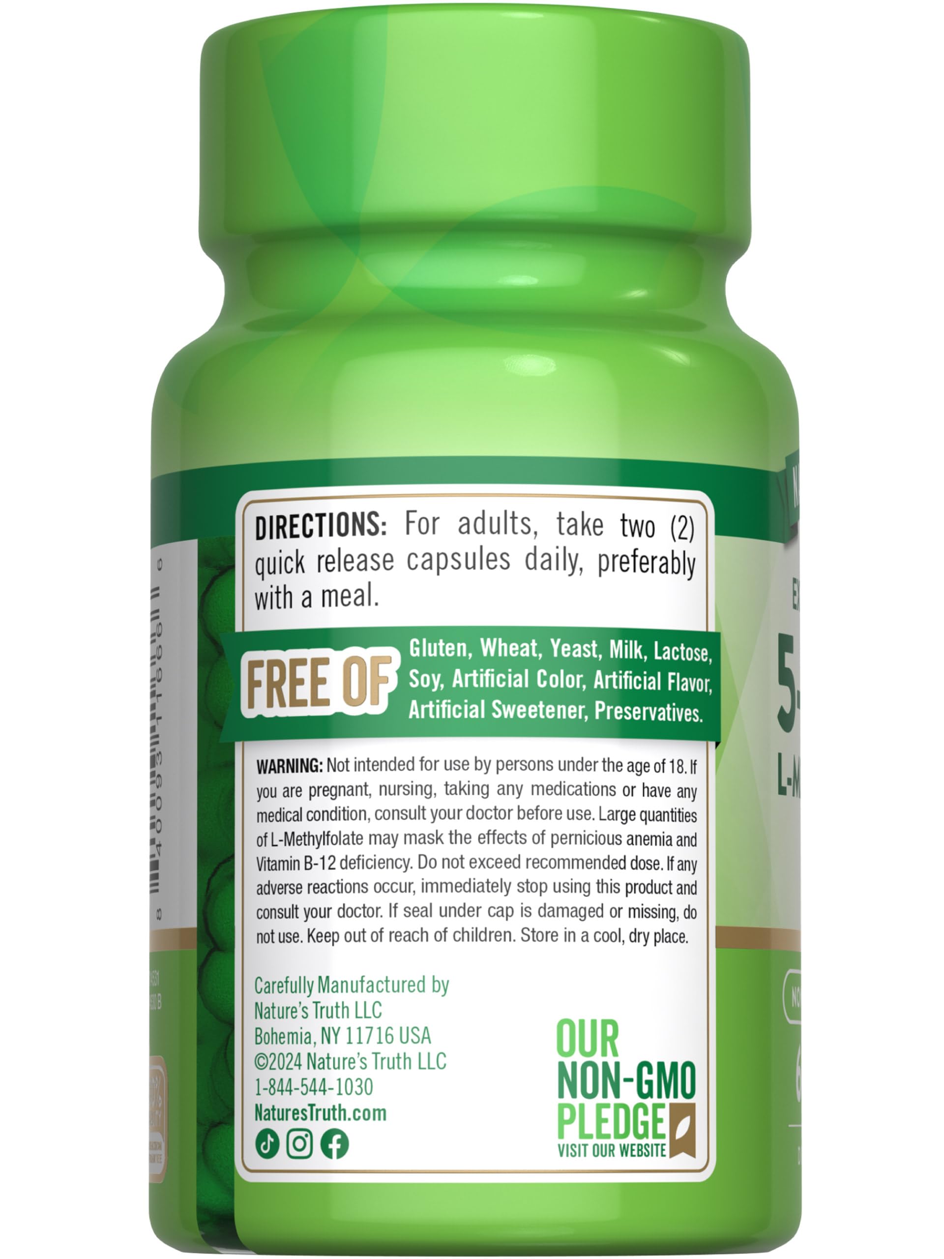 Nature's Truth sello de ingredientes sin alérgenos y sin GMO
