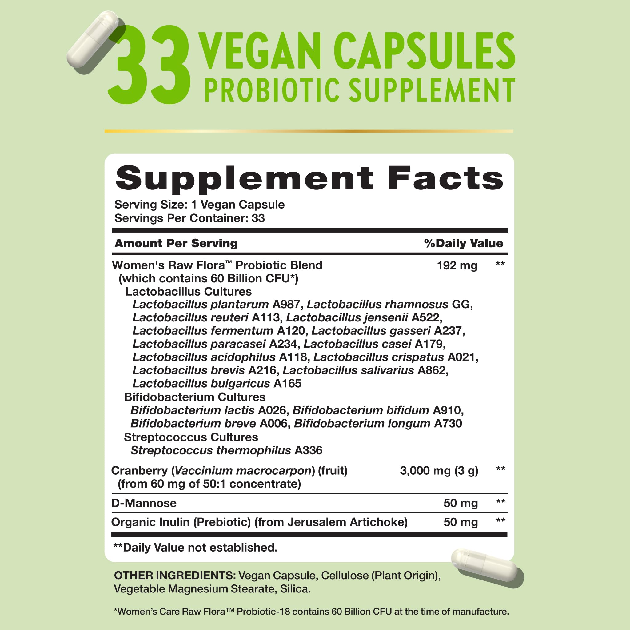 Nature's Truth cápsula Raw Flora en primer plano mostrando su recubrimiento vegano
