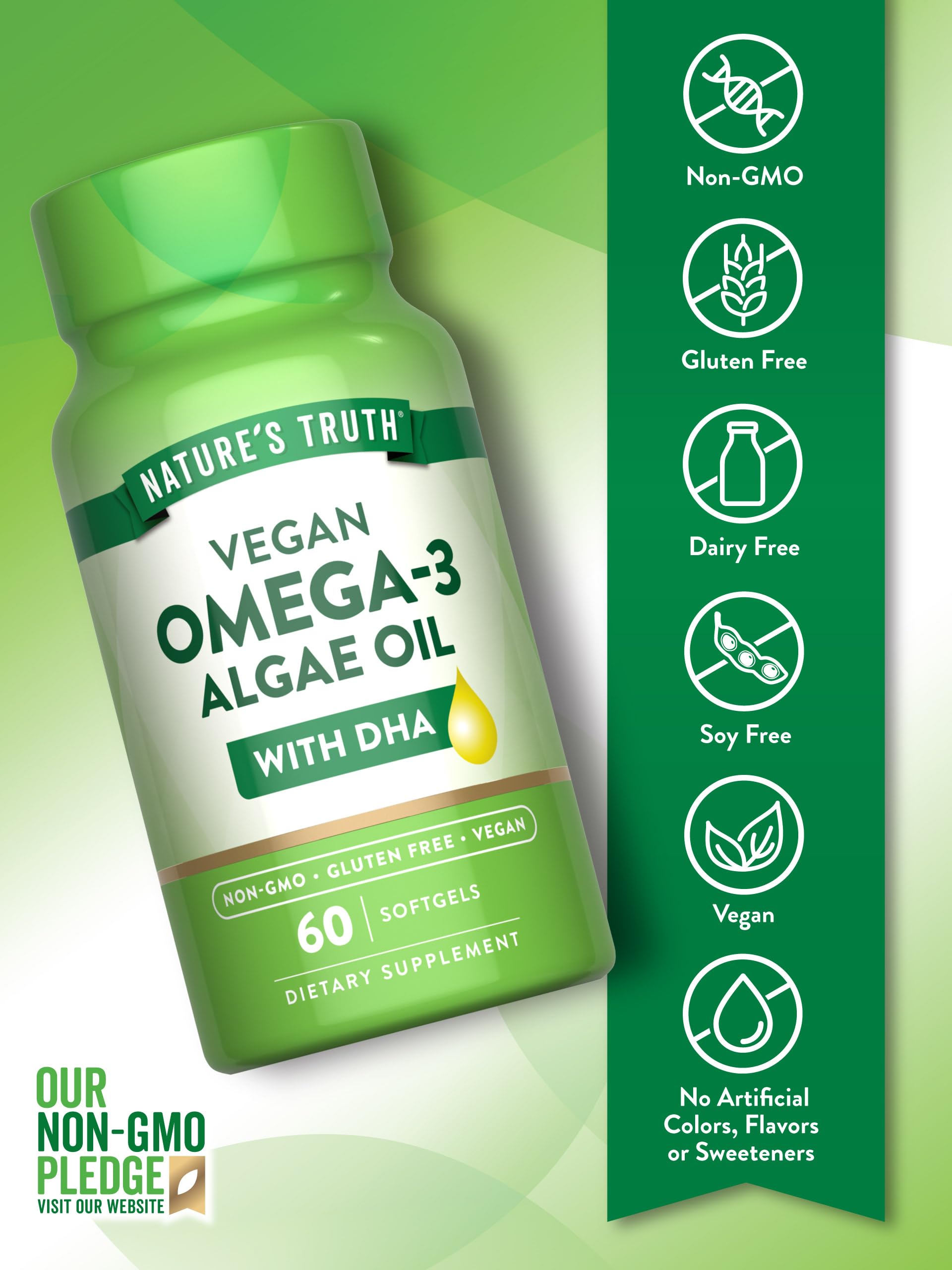 Nature's Truth aceite de algas textura brillante, fuente vegetal de omega-3