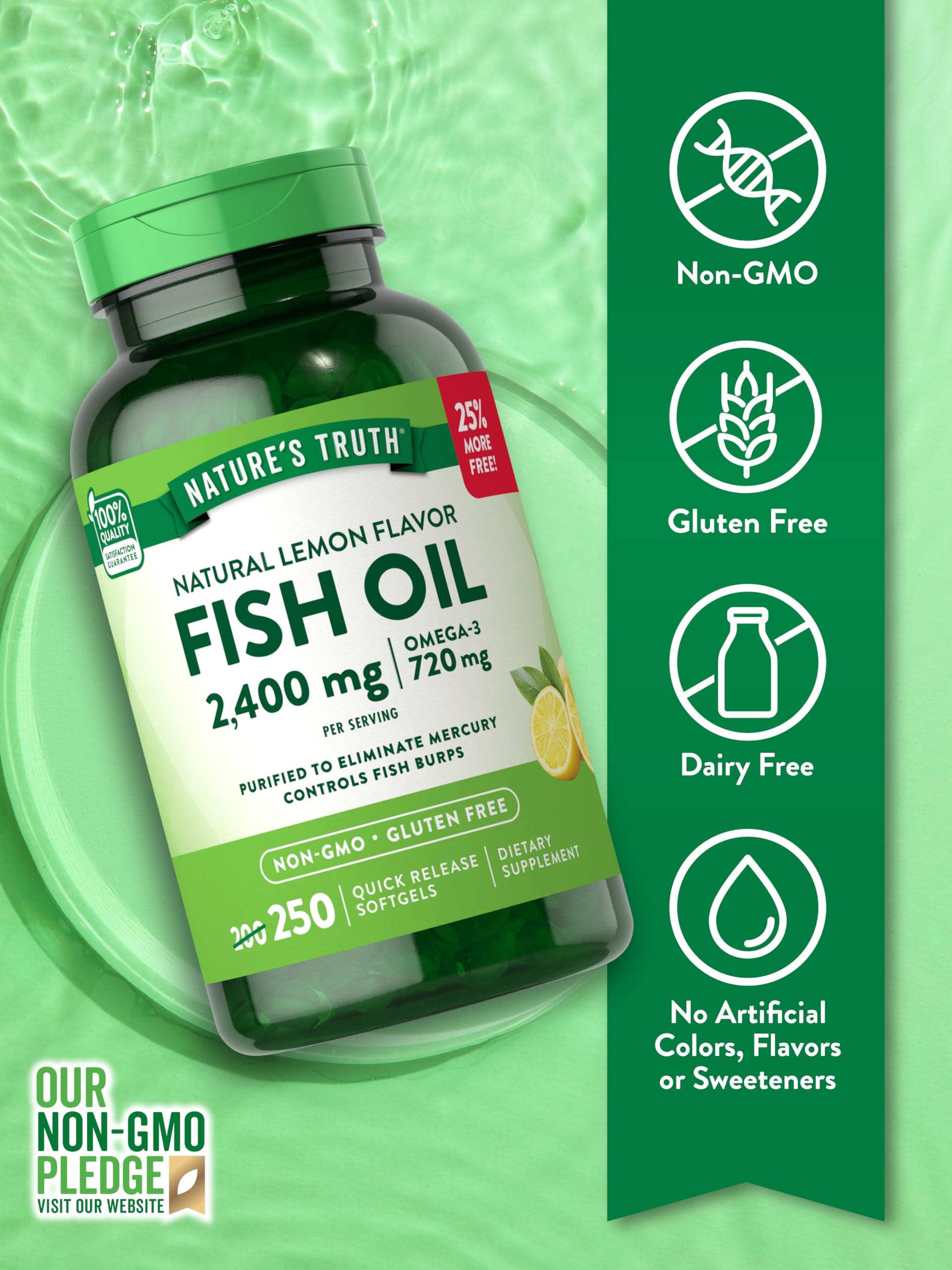Nature's Truth aceite de pescado visualizado para pureza y concentración