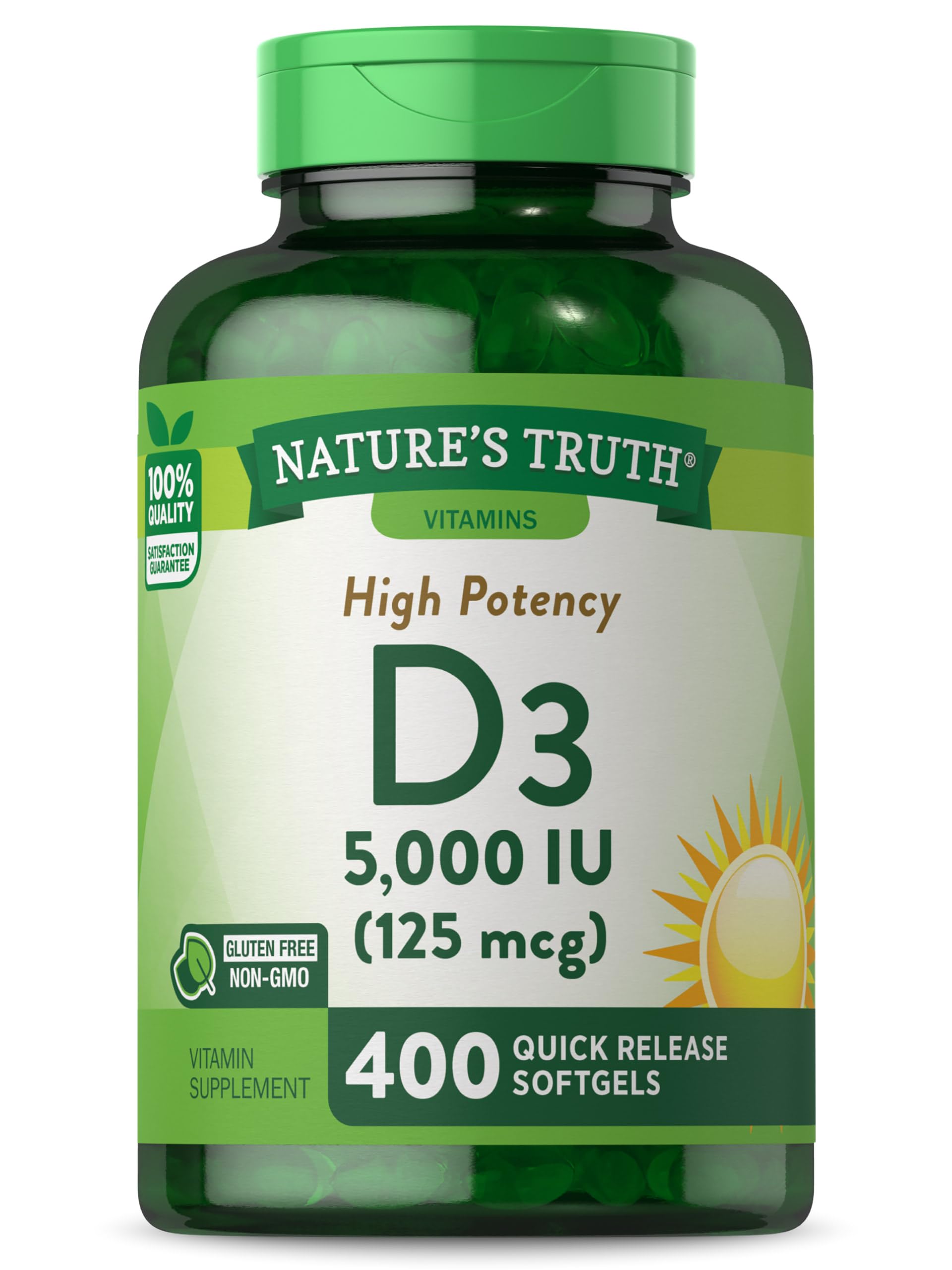 Nature's Truth frasco frontal mostrando etiqueta y beneficio claro