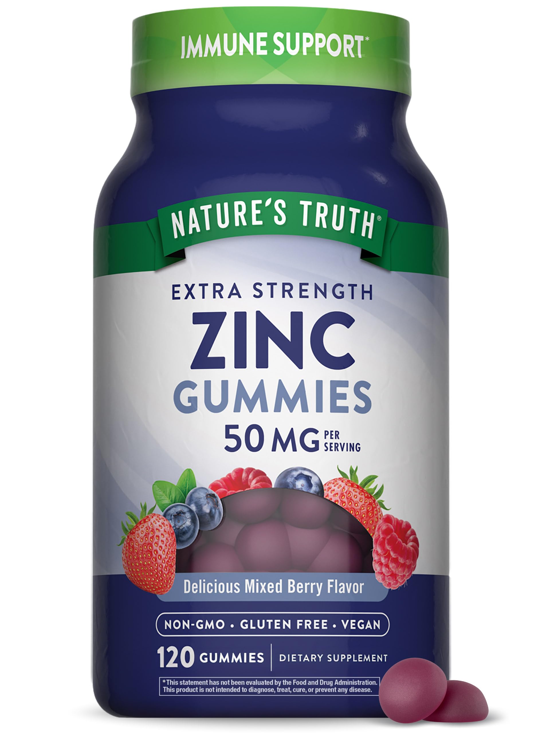 Nature's Truth frasco frontal mostrando 120 gomitas y etiqueta clara