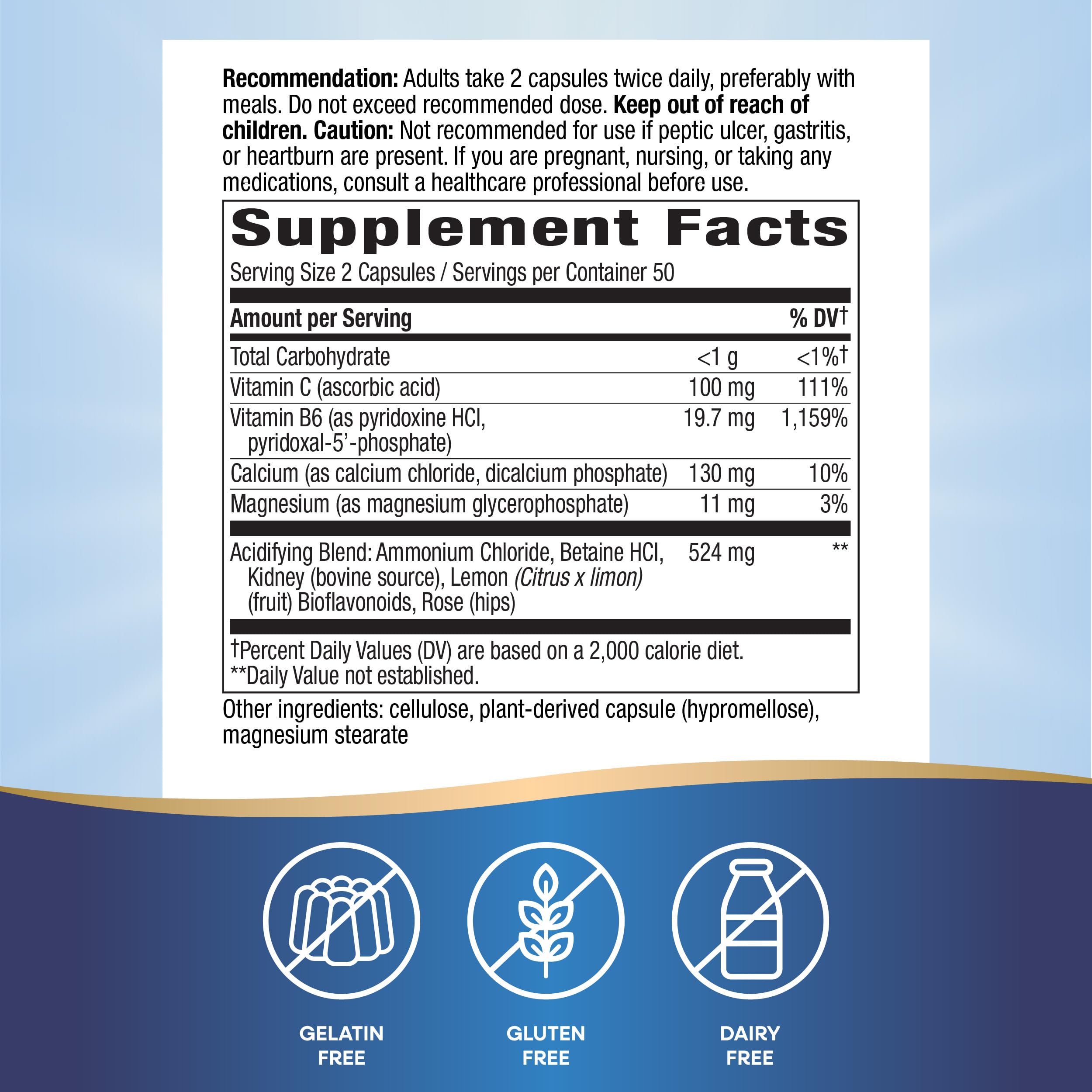 Nature's Way etiqueta con información nutricional y lista de ingredientes