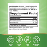 Nature's Way frasco ADRENergize junto a una regla para comparar tamaño