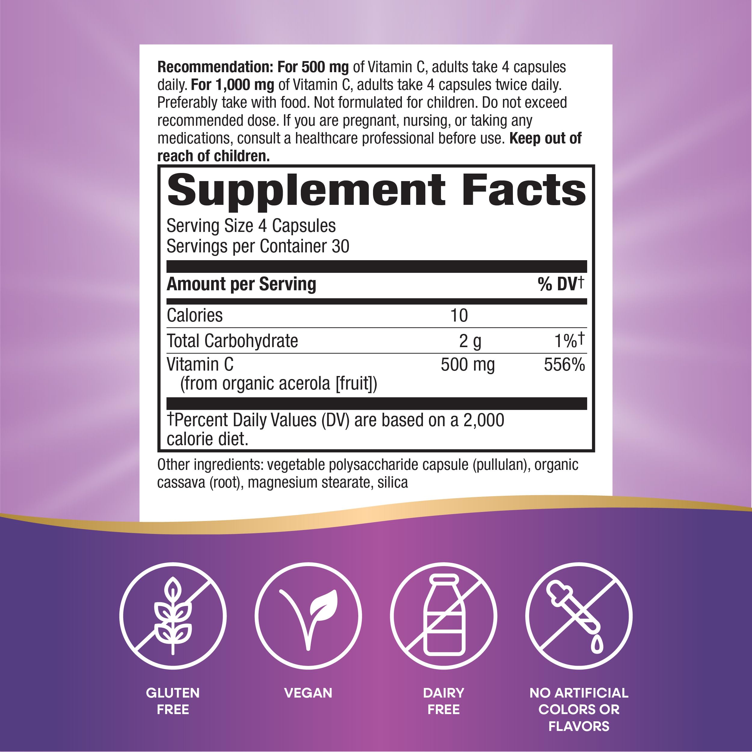 Nature's Way etiqueta con certificación orgánica y lista de ingredientes