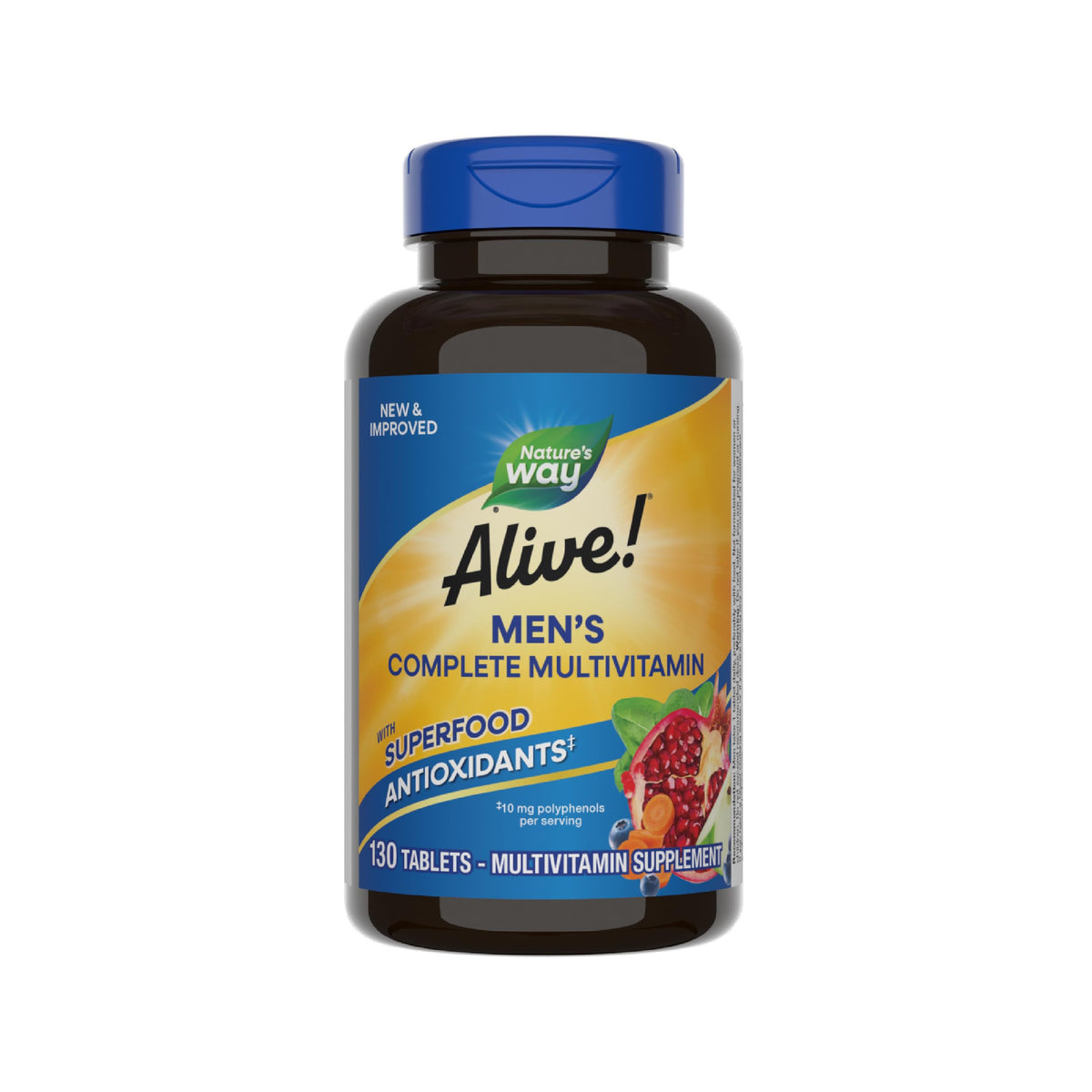Nature's Way frente del empaque mostrando 130 tabletas y beneficios clave