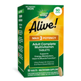 Nature's Way envase frontal Alive! Max3 mostrando etiqueta y beneficios visibles