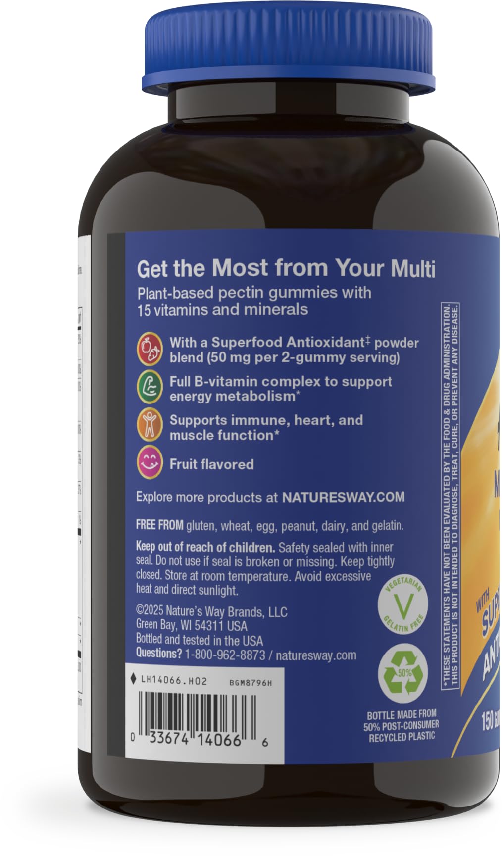 Nature's Way comparativa de tamaño del frasco para almacenamiento