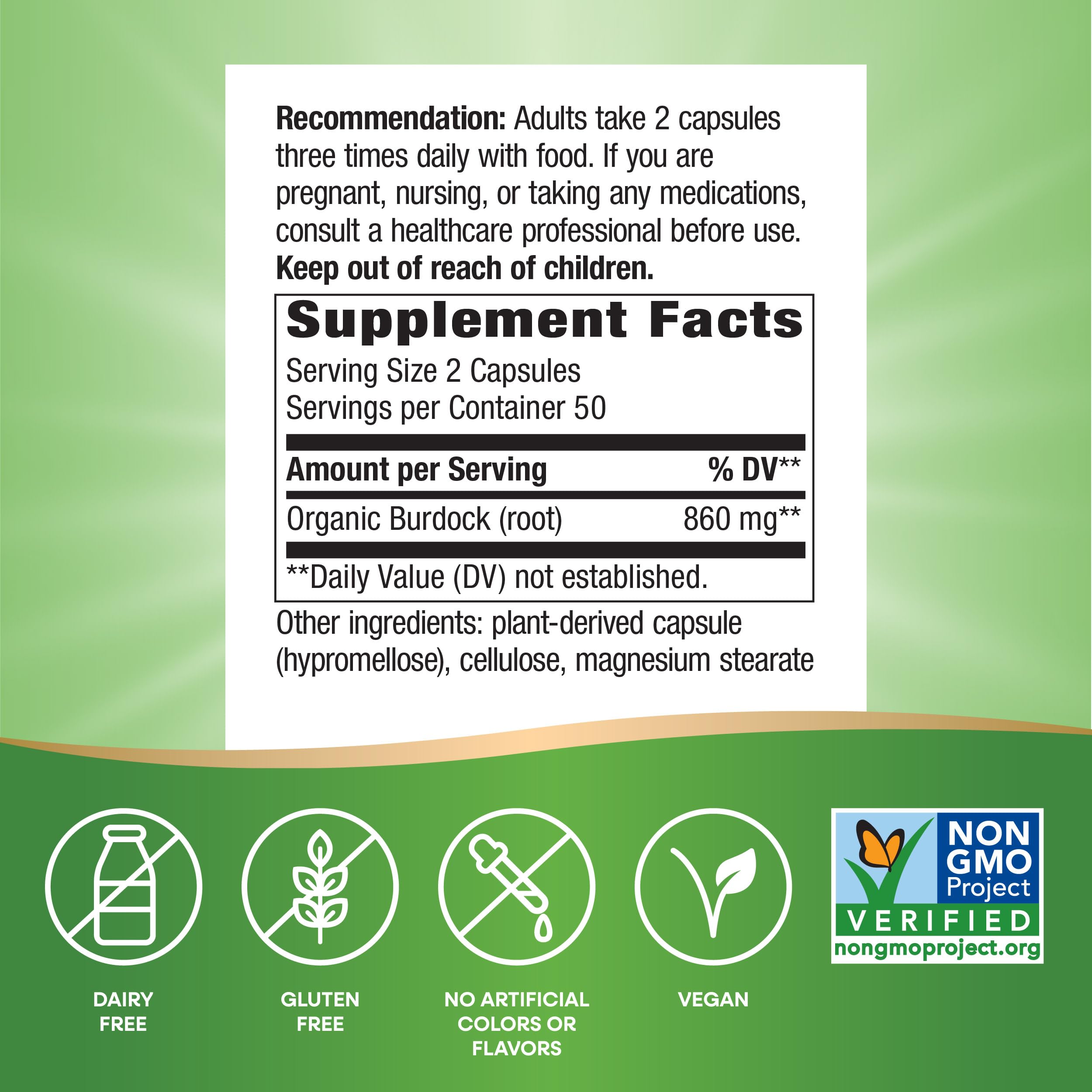 Nature's Way etiqueta legible ingredientes y dosis para confianza