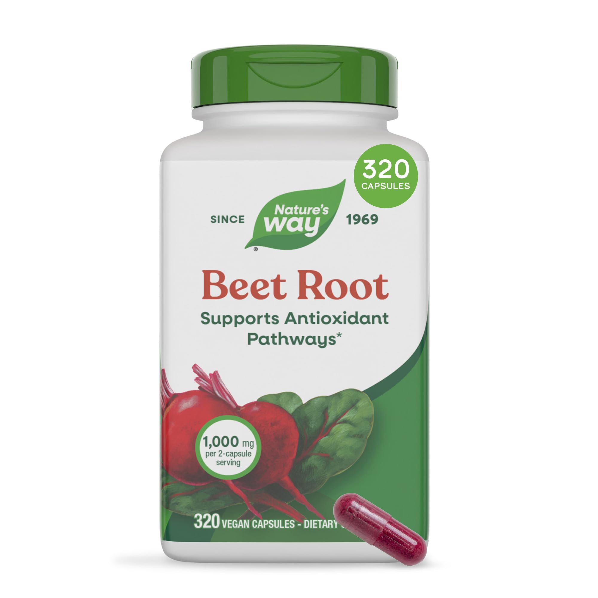 Nature's Way caja frontal mostrando el envase y cantidad 320 ct, confianza en calidad
