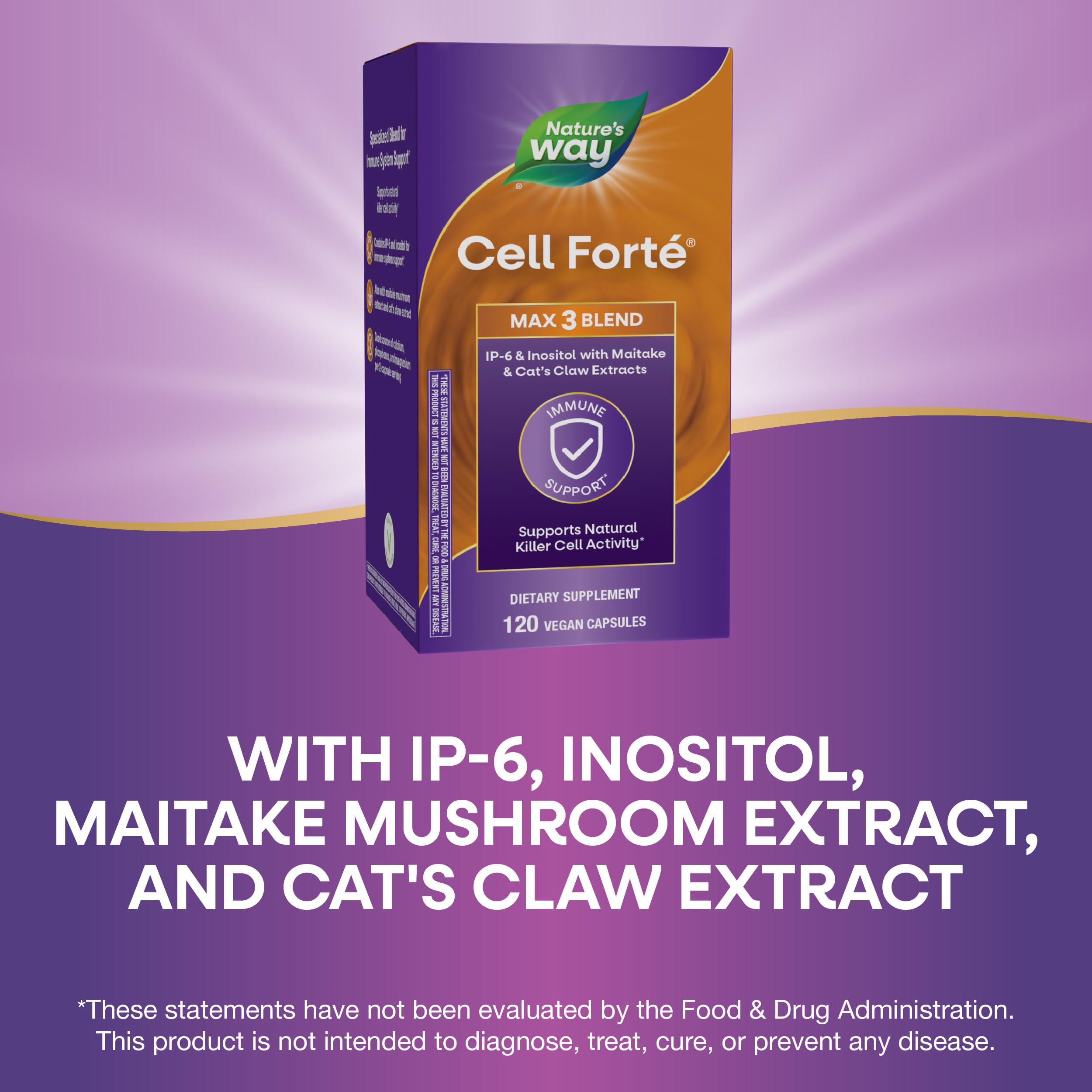 Nature's Way ingredientes maitake y uña de gato representados como extractos
