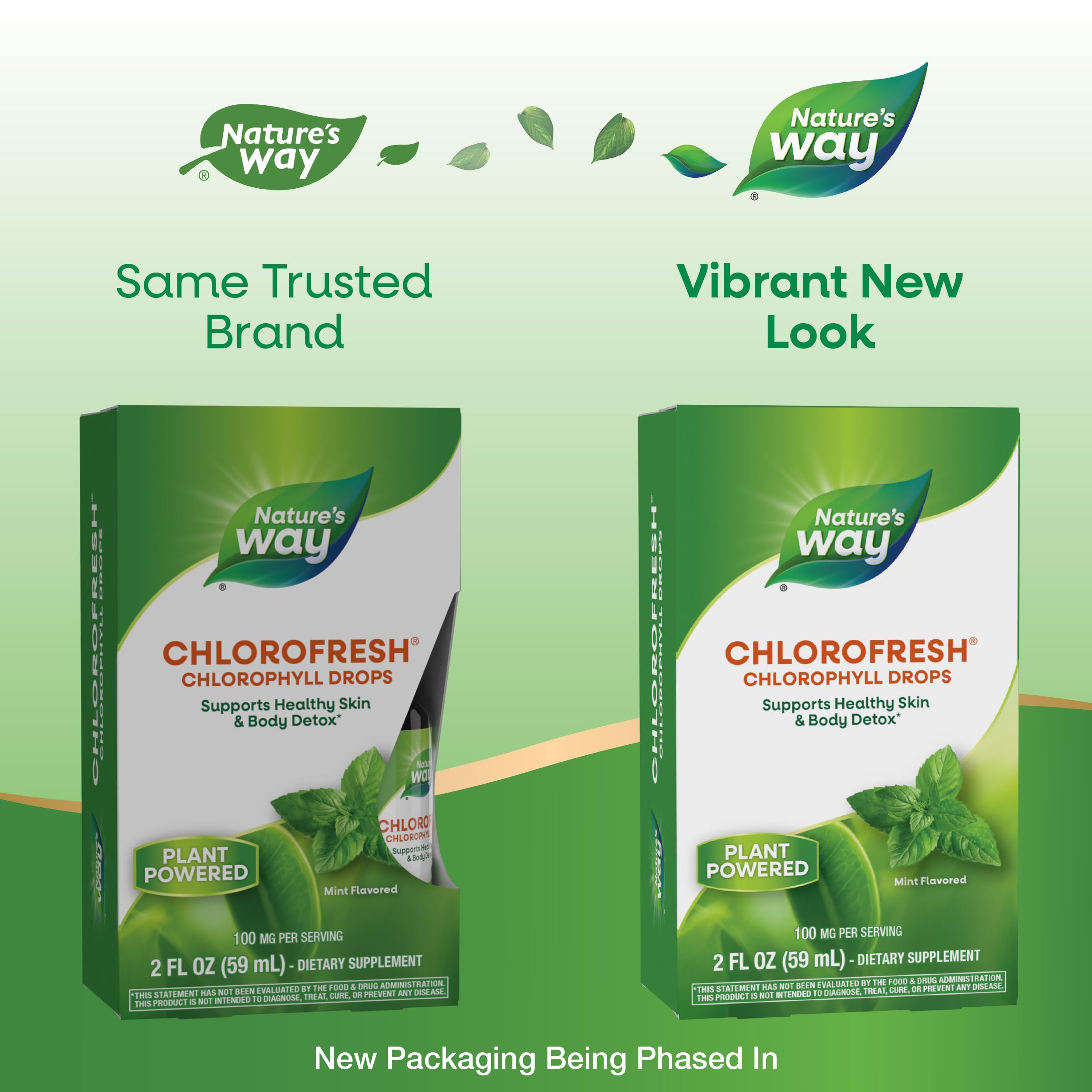 Nature's Way primer plano de textura líquida y color verde beneficioso
