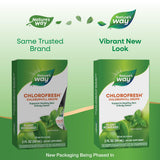 Nature's Way primer plano de textura líquida y color verde beneficioso
