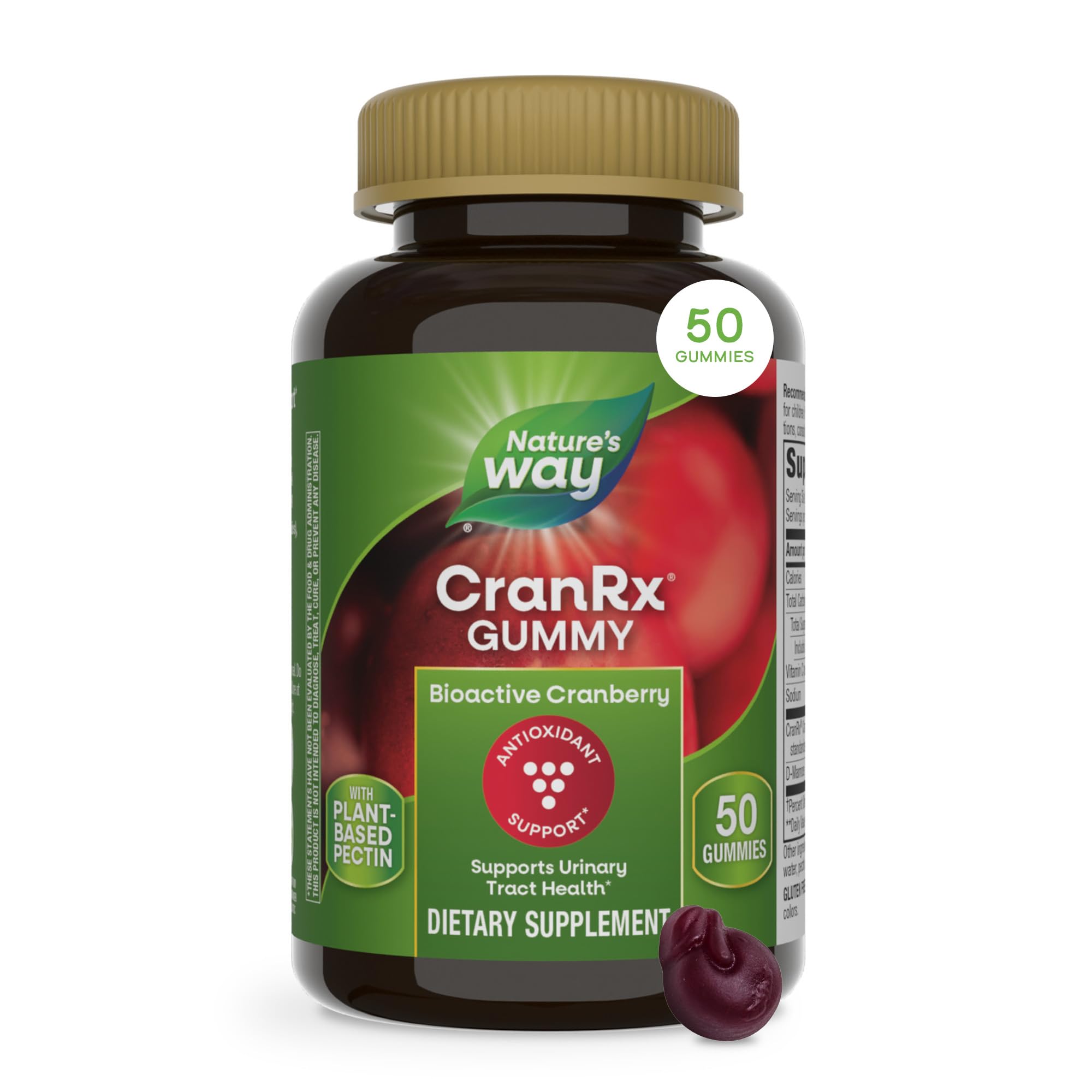Nature's Way envase frontal mostrando CranRx y conteo de 50 unidades beneficios