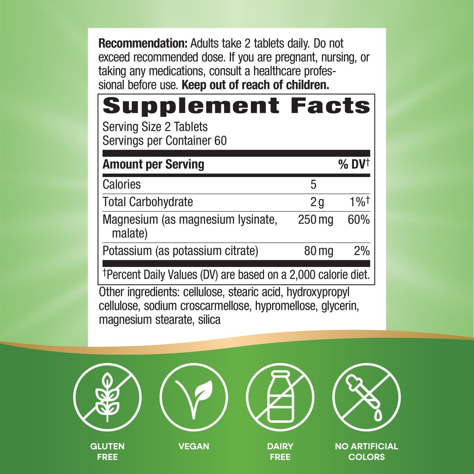 Nature's Way detalle que indica vegano y sin gluten, apto para dietas