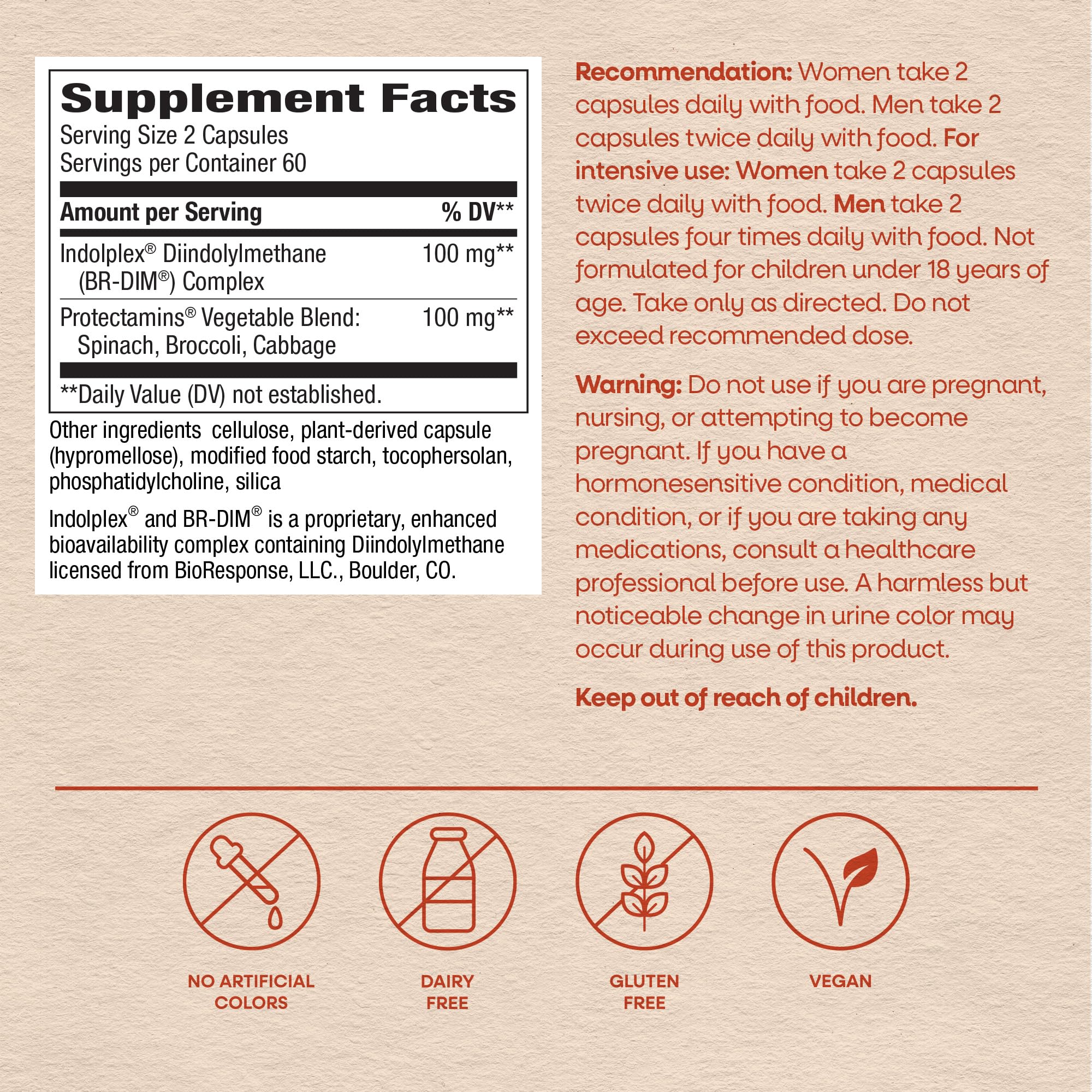 Nature's Way etiqueta nutricional y lista de ingredientes en la botella