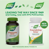 Nature's Way frasco abierto con softgels visibles, fácil acceso diario