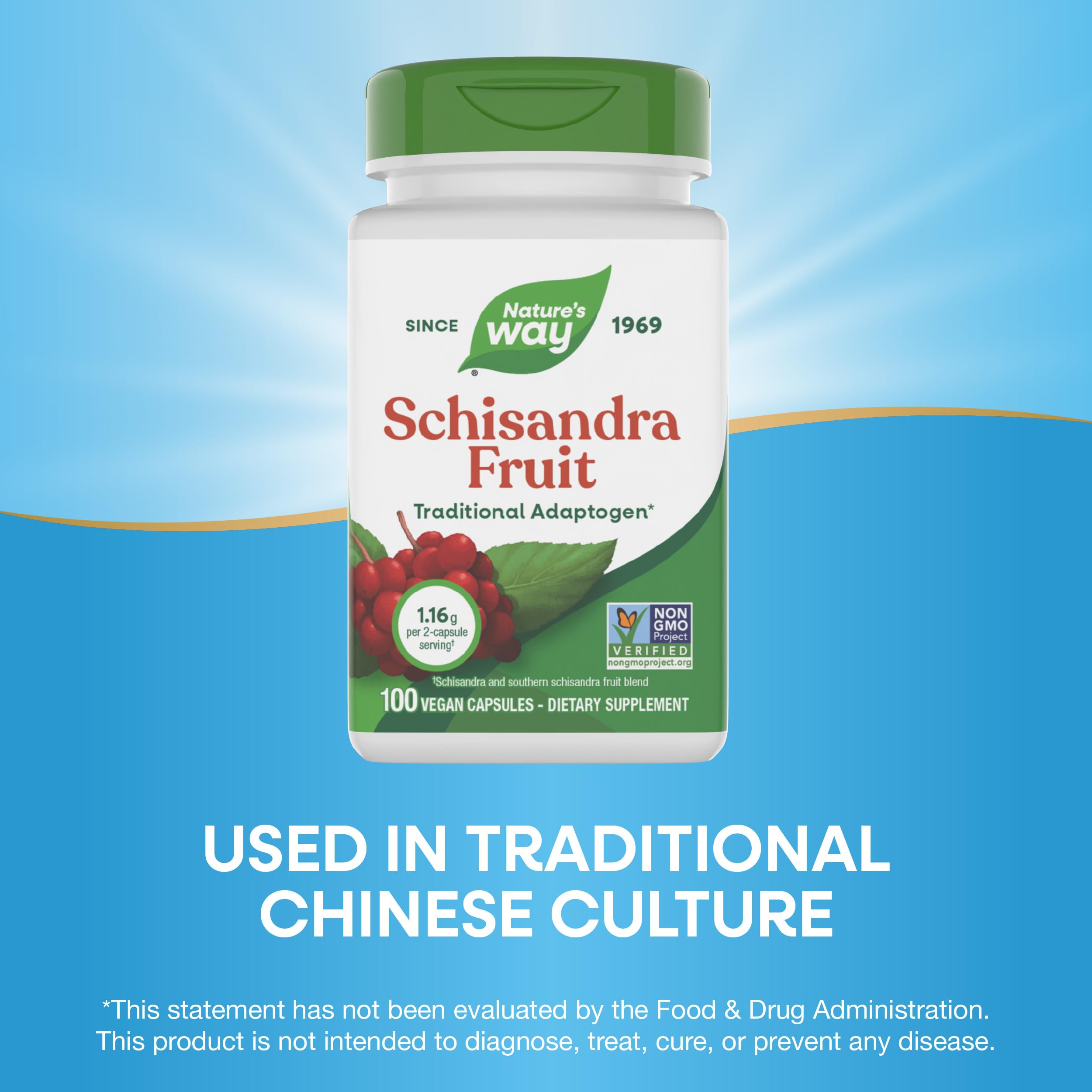 Nature's Way etiqueta con sellos Non‑GMO y detalles de ingredientes
