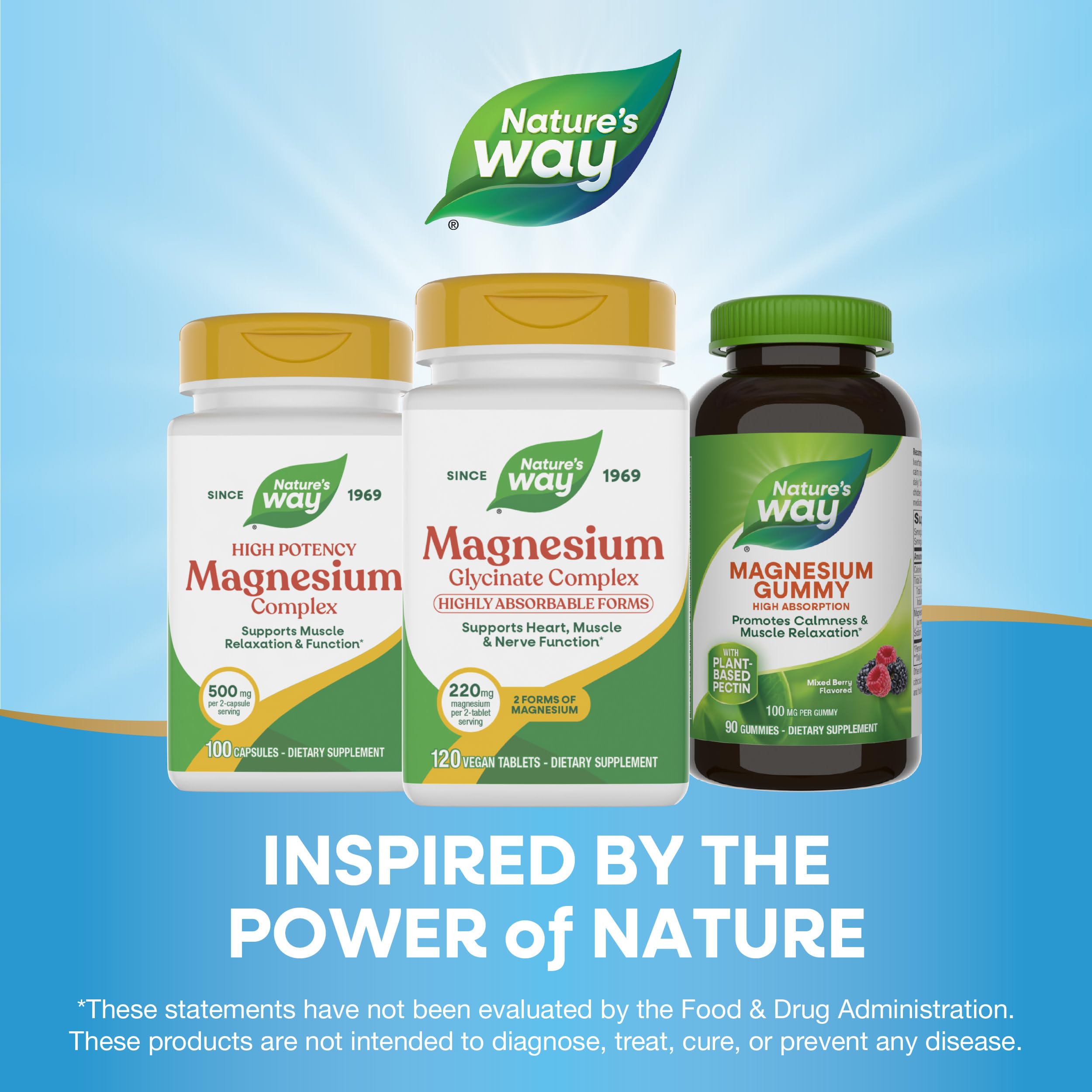 Nature's Way etiqueta de ingredientes destacando formas de magnesio