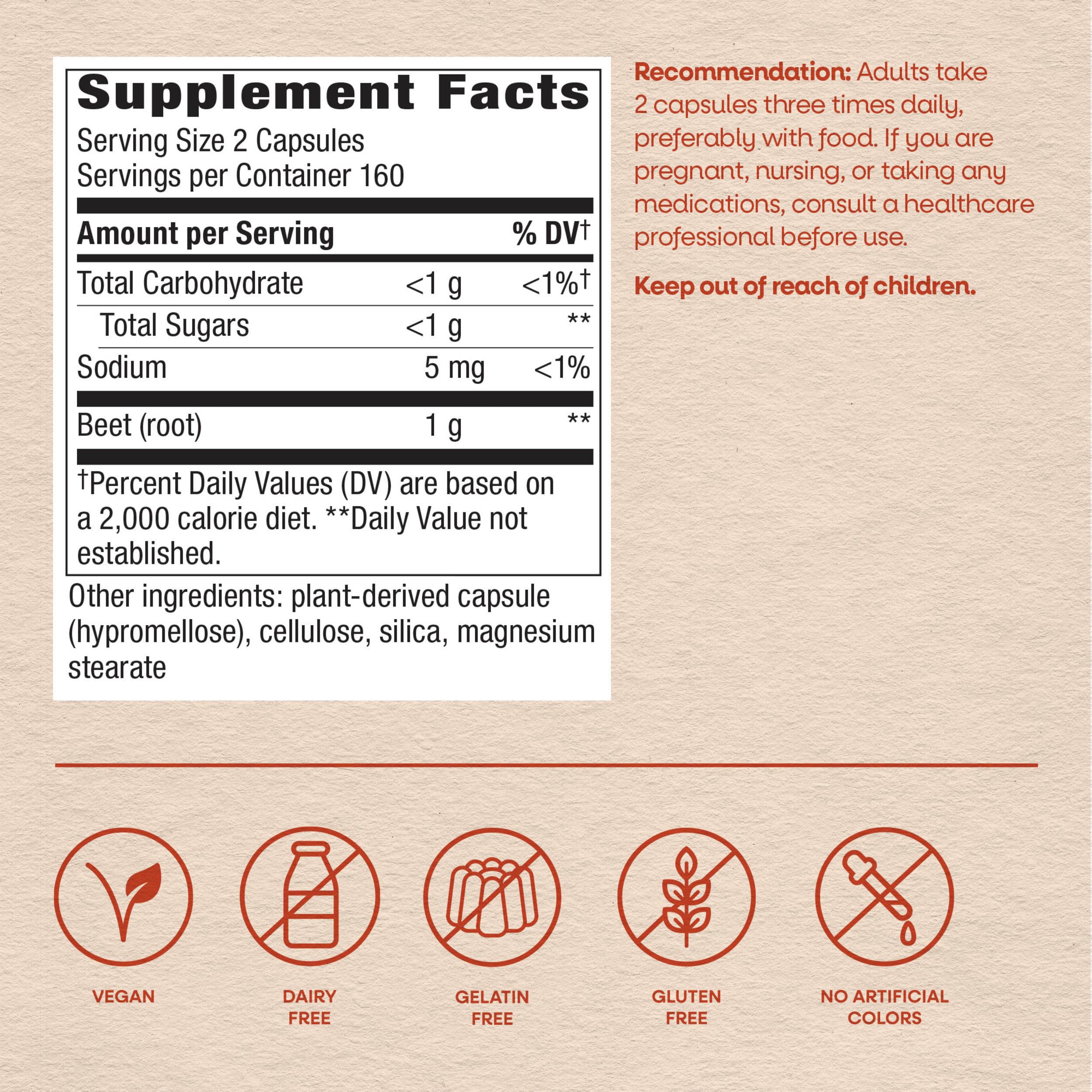 Nature's Way etiqueta nutricional legible, transparencia de ingredientes y sello de calidad